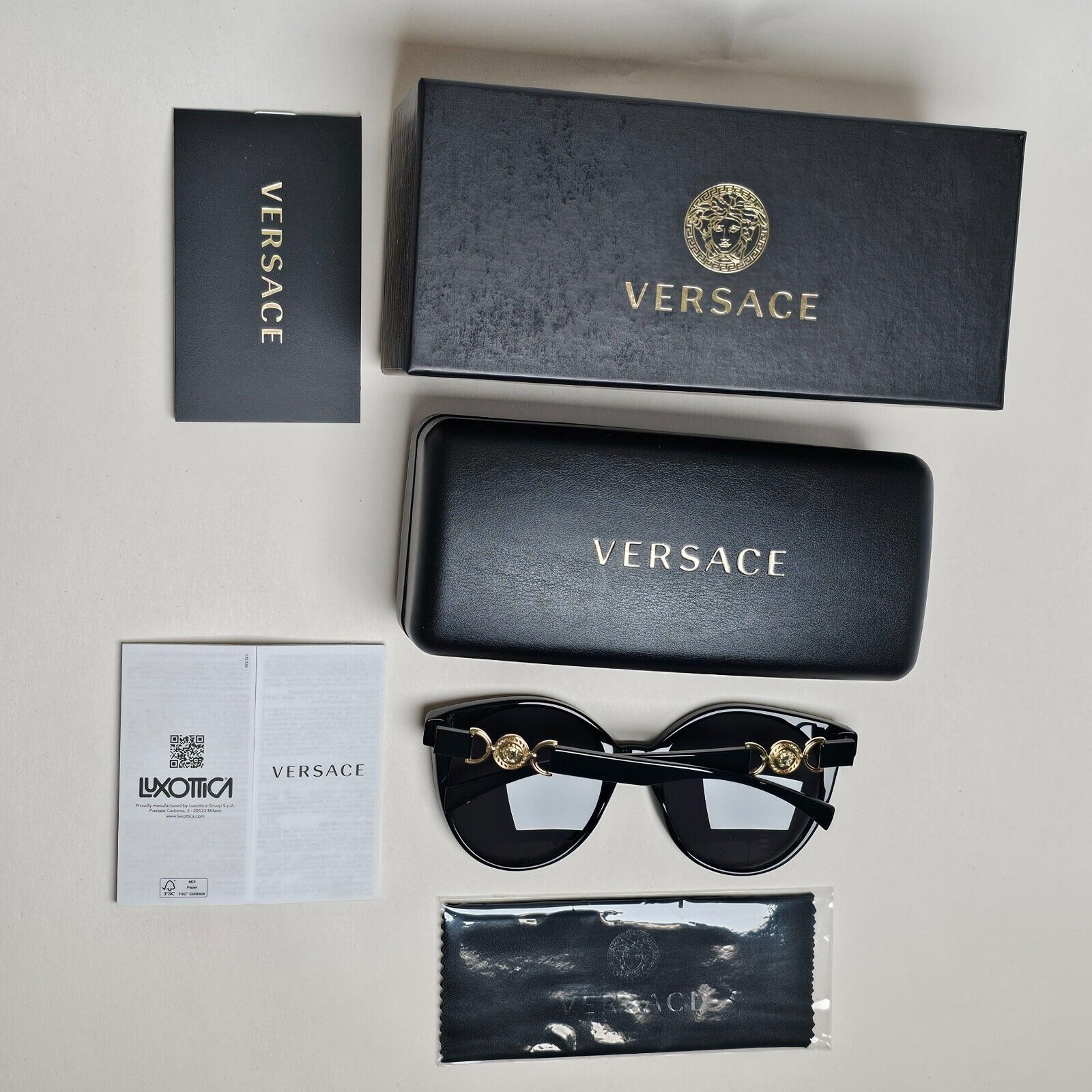 Versace Sunglasses Round Oversized Black Grey Gold Medusa MOD VE 4442 GB1/87