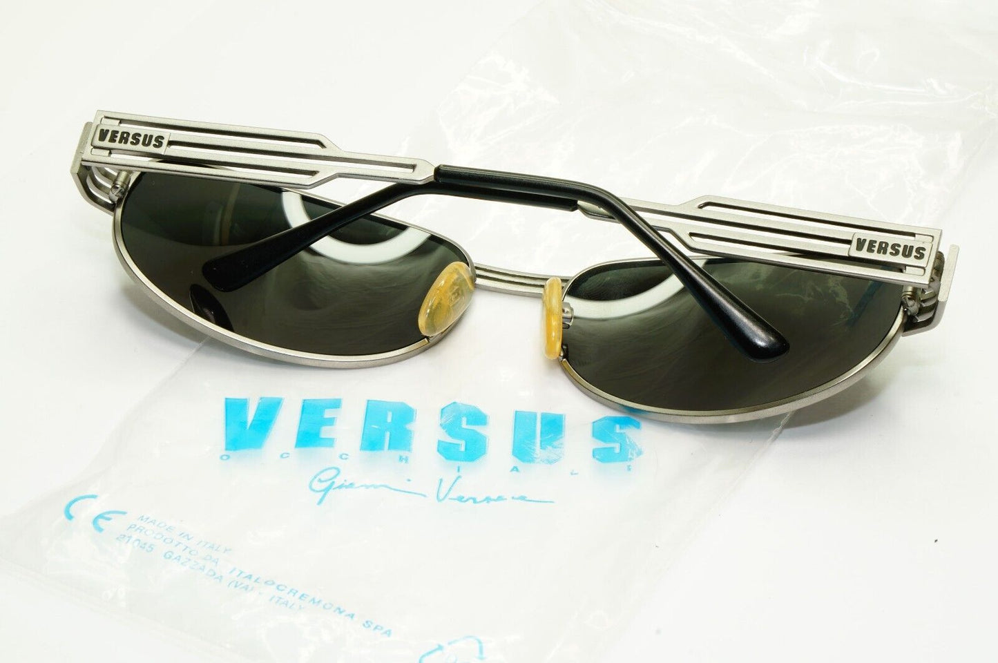 Versus 1996 by Gianni Versace Vintage Silver Black Sunglasses MOD F36 COL 77M