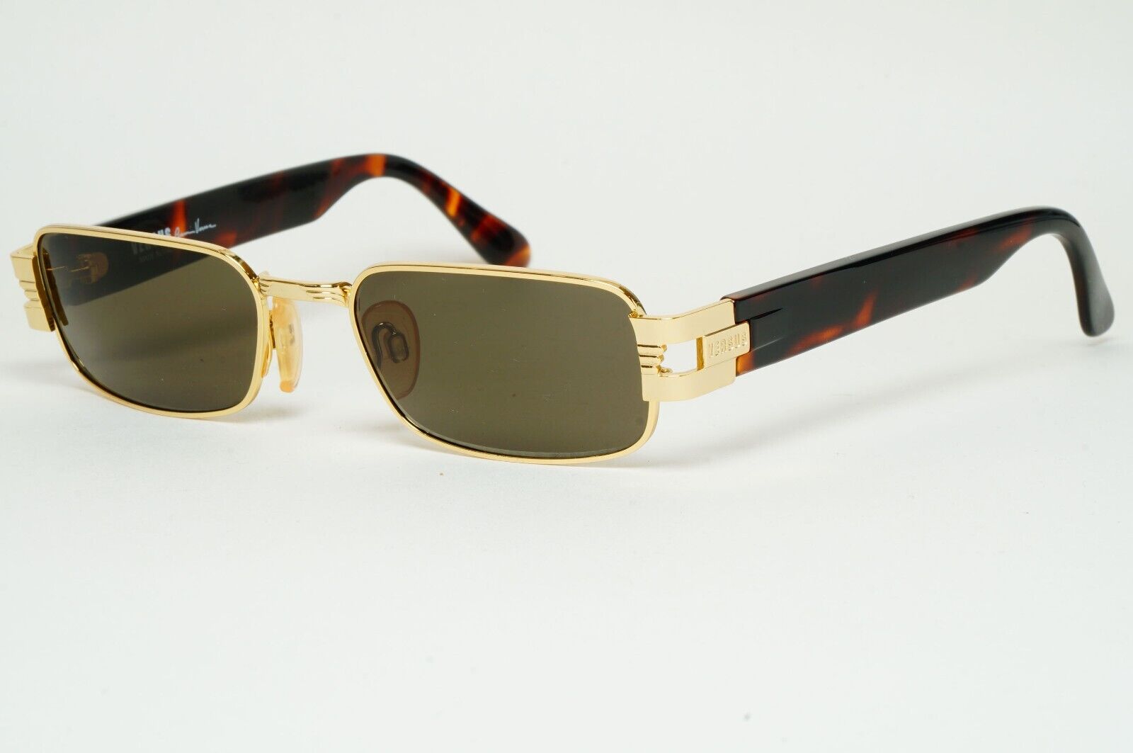 Versus Sunglasses 1996 by Gianni Versace Vintage Gold Rectangle MOD F32 COL 030