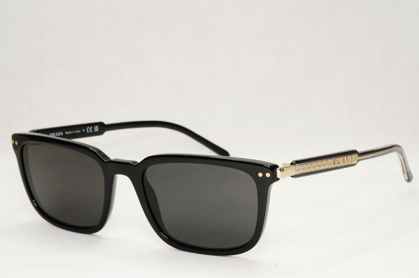 Prada Sunglasses Black Gold Square Glossy Fashion PR13YV VPR 13Y AAV-1O1 53mm