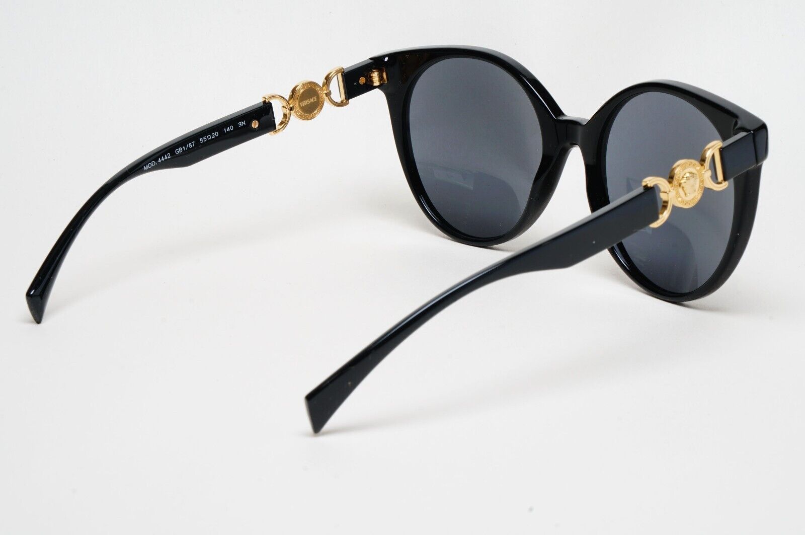 Versace Sunglasses Round Oversized Black Grey Gold Medusa MOD VE 4442 GB1/87