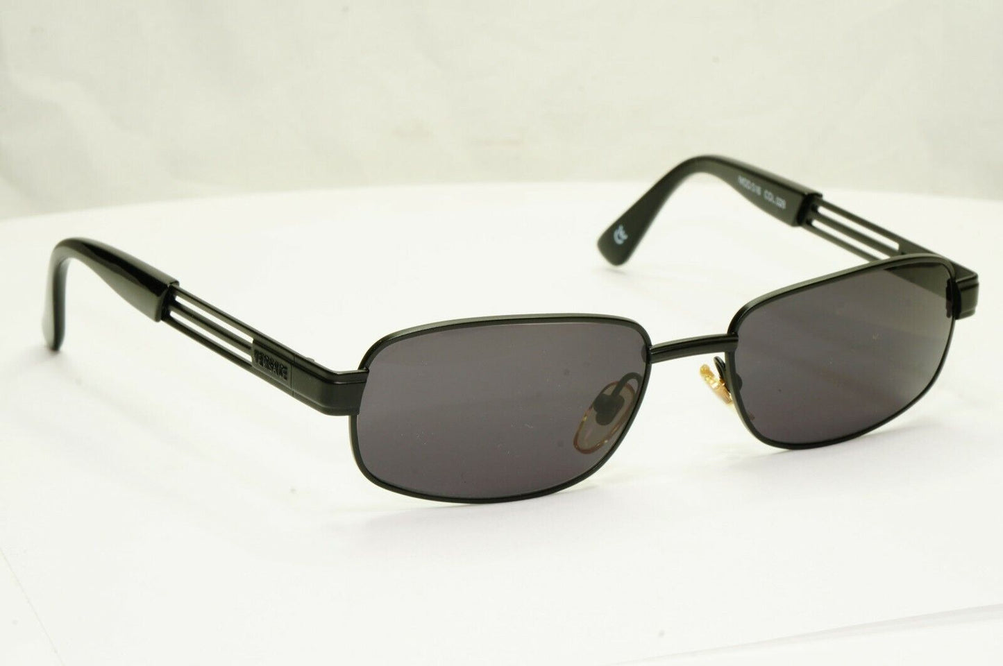 Gianni Versace 1996 Vintage Unisex Black Oval Metal Sunglasses MOD S16 COL 028