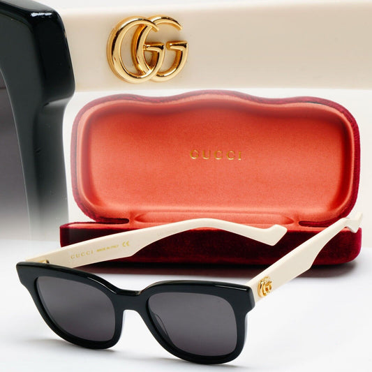 Gucci Sunglasses 2021 Black Beige Gold Square Small GG0958O 002 49mm 110225