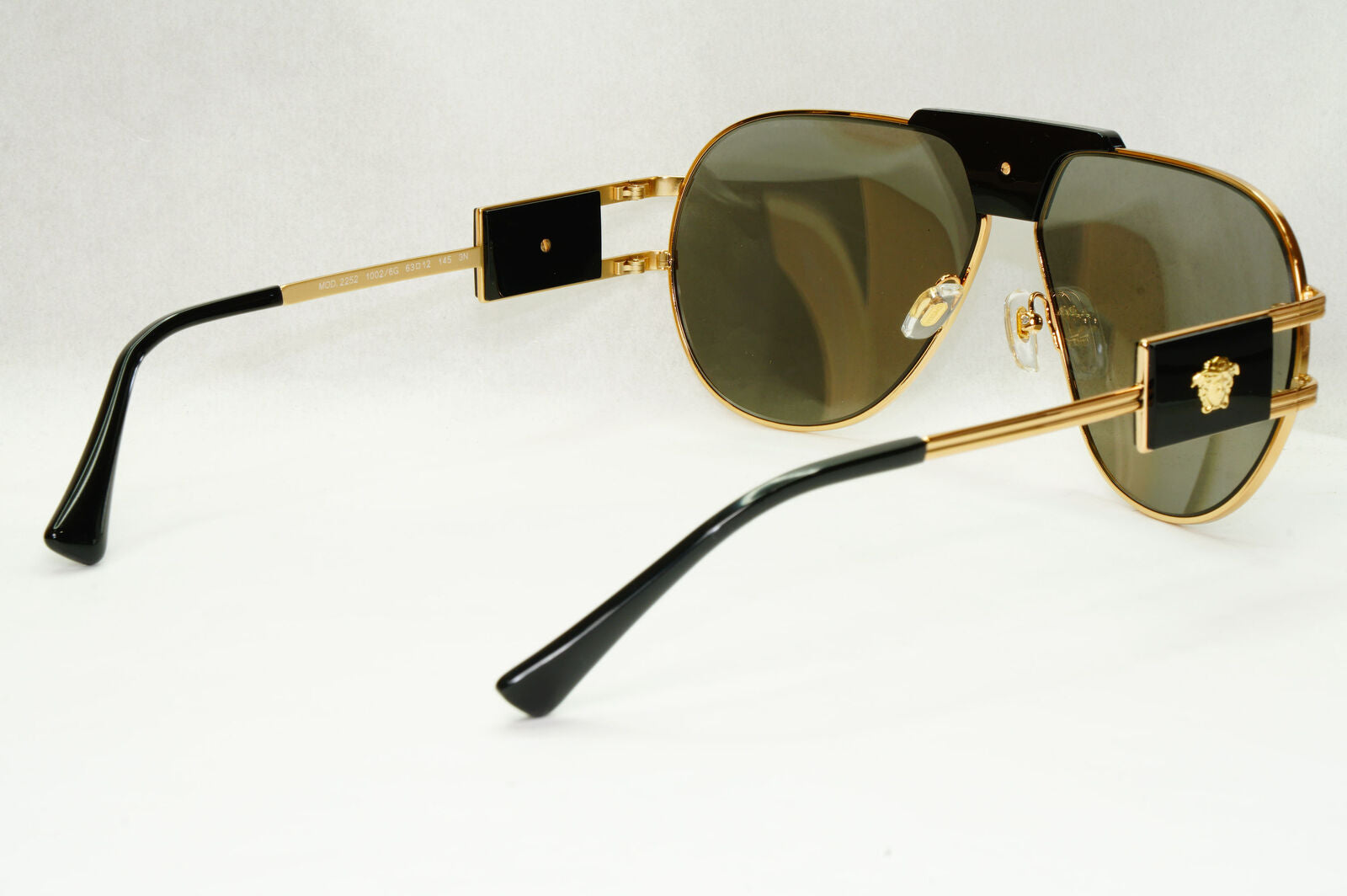 Versace Sunglasses Gold Silver Mirror Metal Pilot Large MOD VE 2252 1002/6G