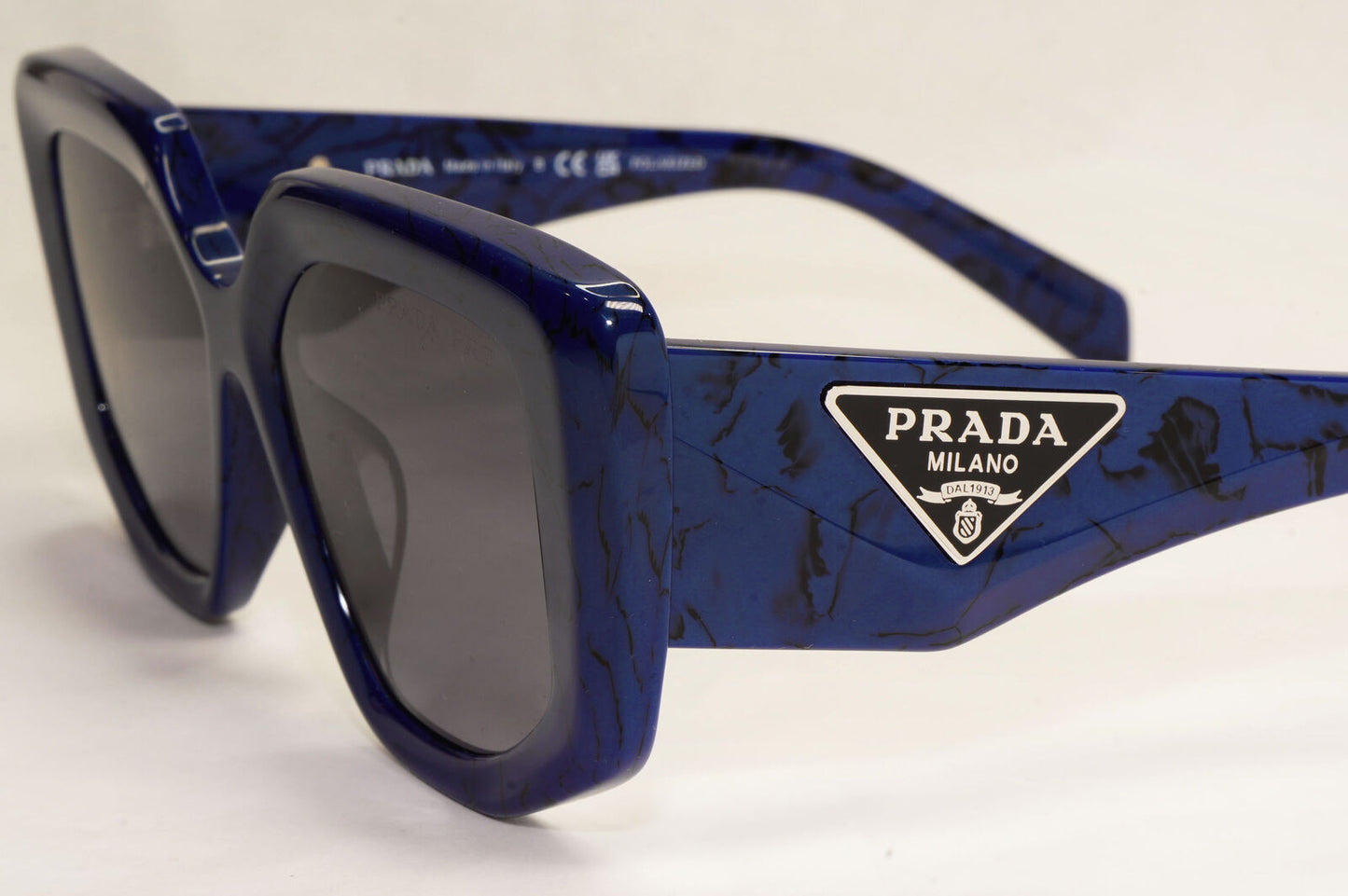 Prada Sunglasses Polarised Blue Marble Triangle Square PR14ZSF SPR 14Z-F 18D-5Z1
