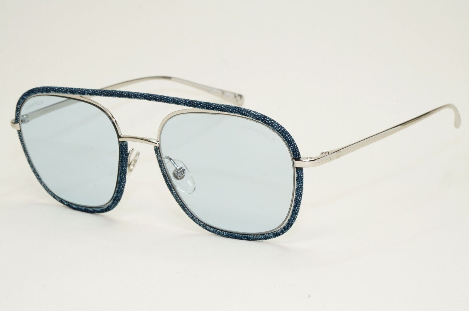 Chanel Sunglasses Denim Blue Silver Pilot Metal 4249-J c.271/72 53mm