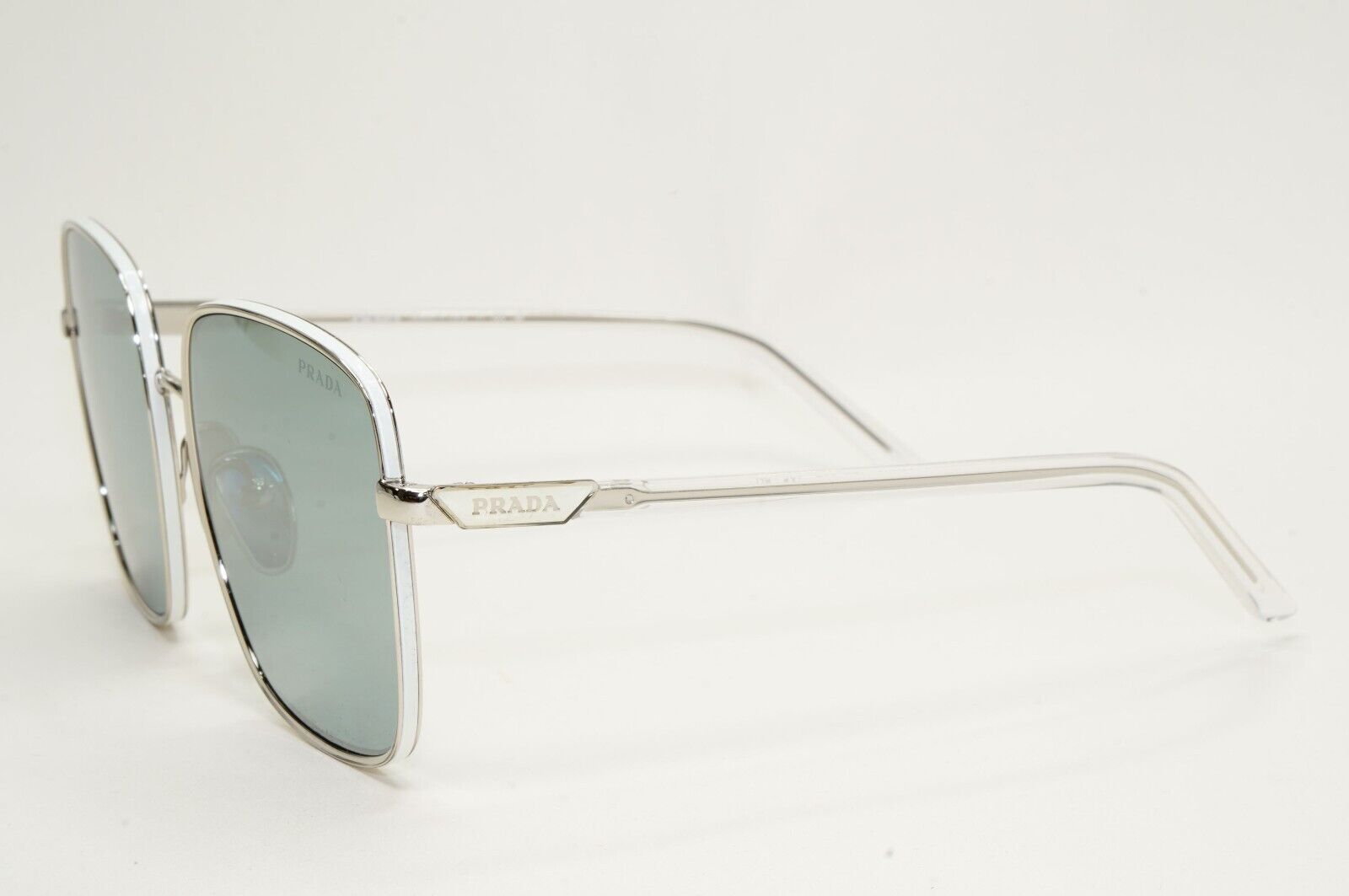 Prada Sunglasses Silver Mirror Large Square Oversized PR55YS SPR 55Y 1BC-02R