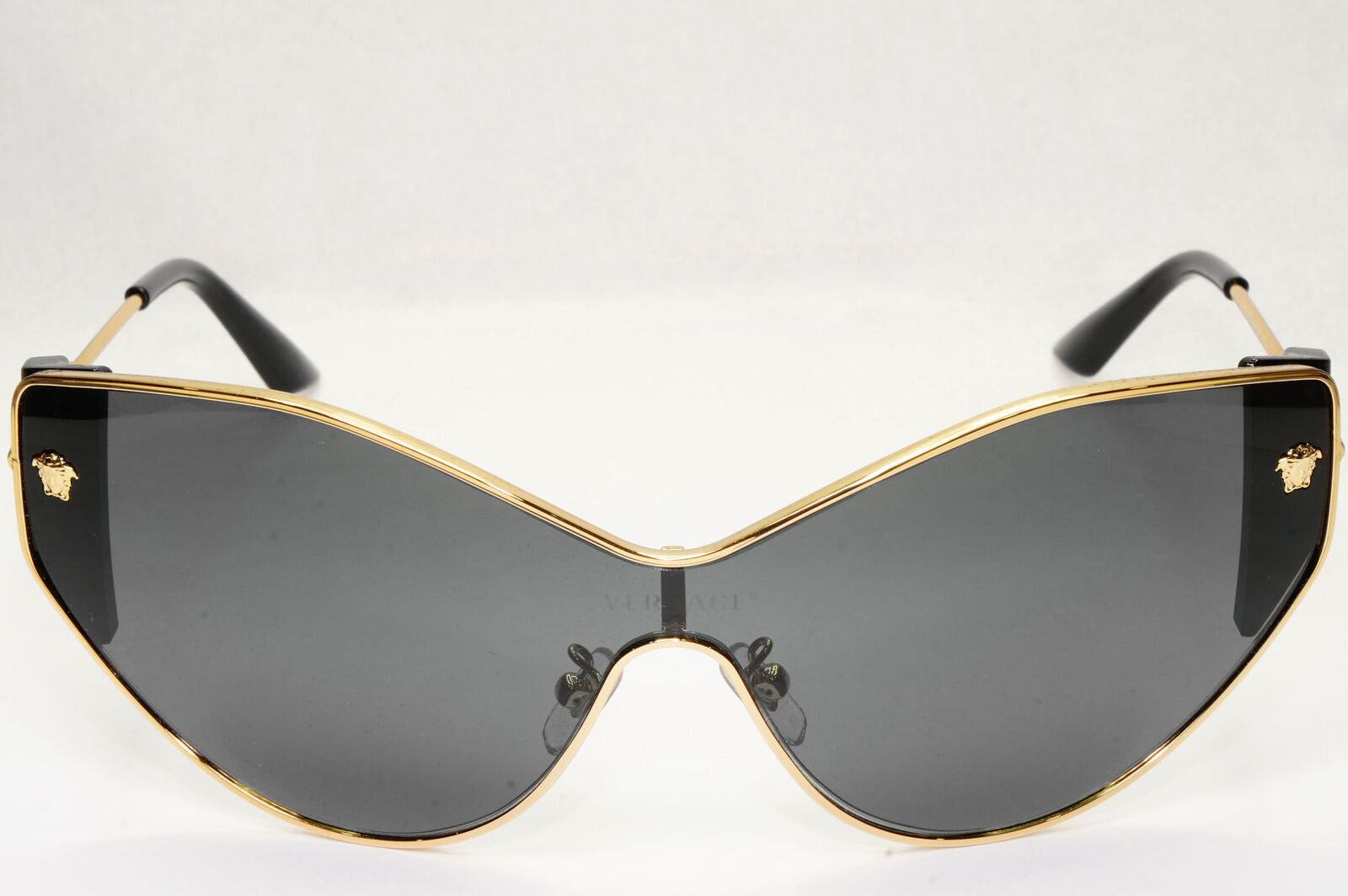 Versace Sunglasses Black Shield Gold Medusa Visor MOD 2239 1002/87