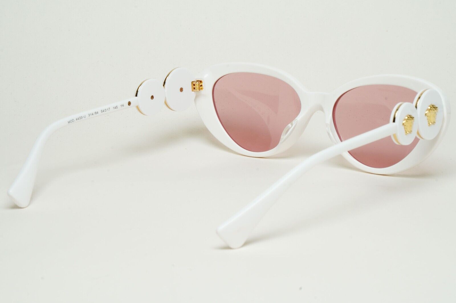 Versace Sunglasses White Cat Eye Pale Pink Gold Medusa MOD VE 4433-U 314/84 54mm