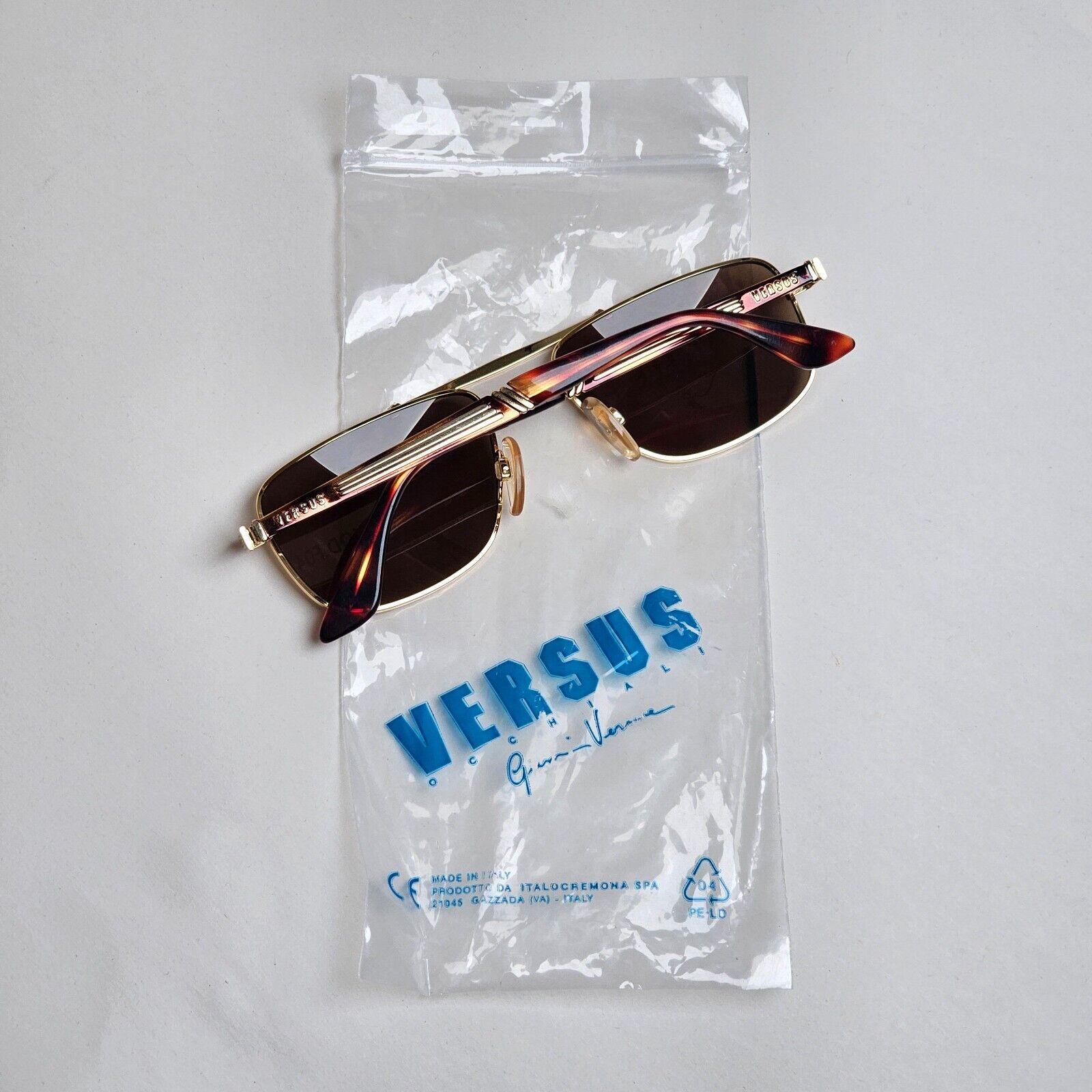 Versus Sunglasses 1996 by Gianni Versace Vintage Navigator Brown MOD F04 COL 32M