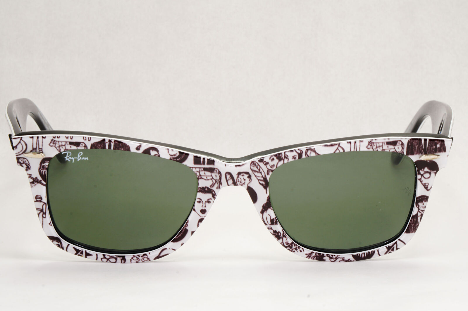 Ray-Ban Sunglasses Rare Prints Comics White Black Green RB 2140 1047 200124