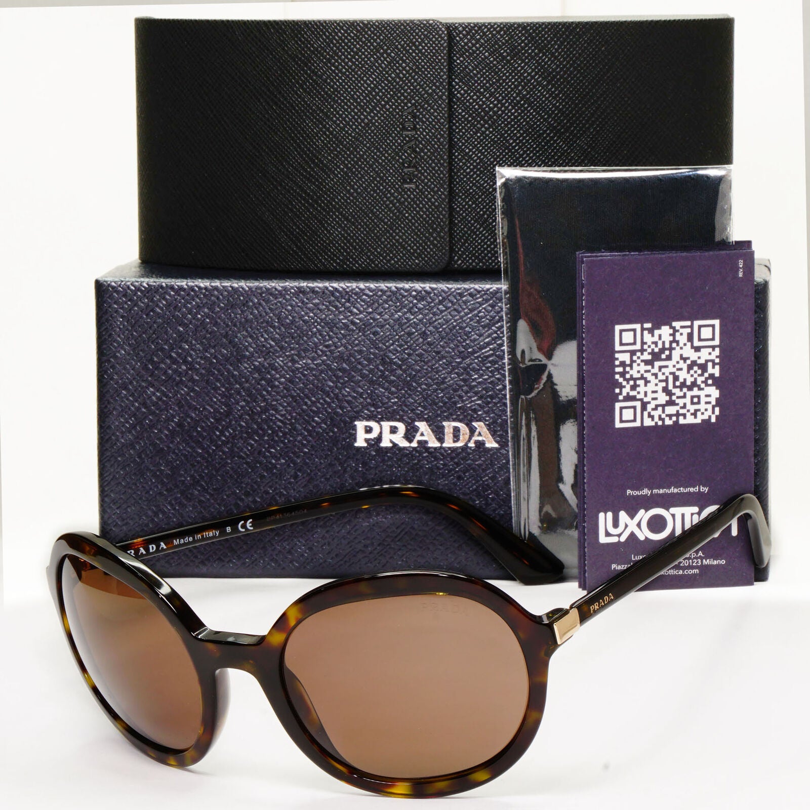 Prada Sunglasses Round Brown Havana Tortoiseshell PR09VS SPR 09V 2AU-8C1 56mm