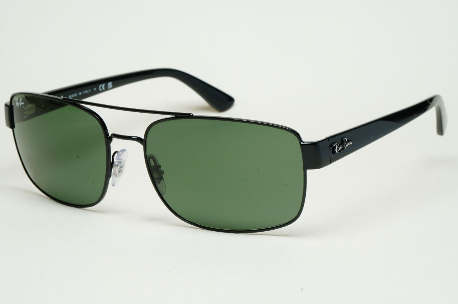 Ray-Ban Sunglasses Black Green Square Pilot Navigator RB 3687 002/31 61mm