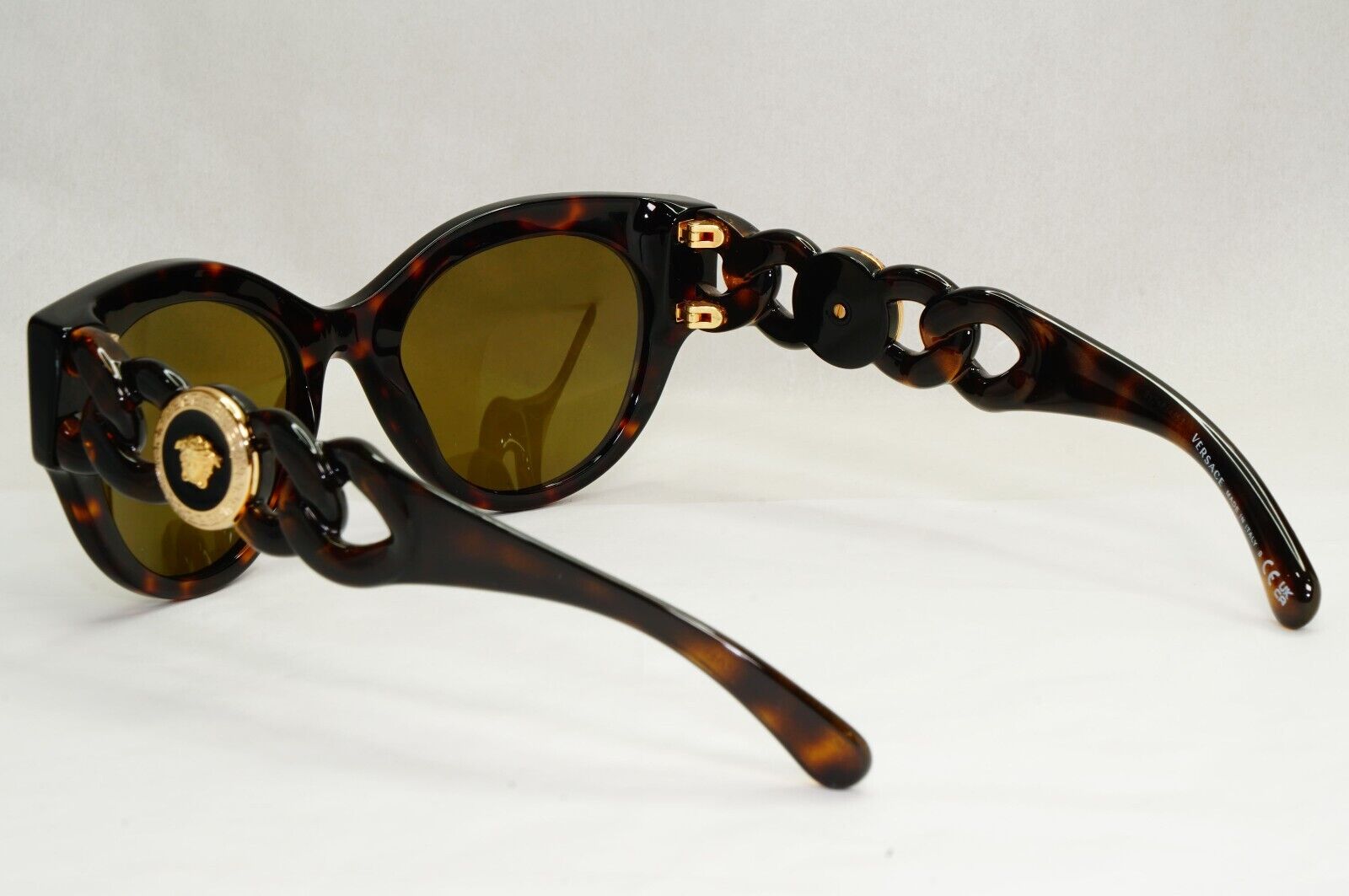 Versace Sunglasses Chain Dark Brown Tortoise Medusa Gold MOD VE 4408 108/73 52mm