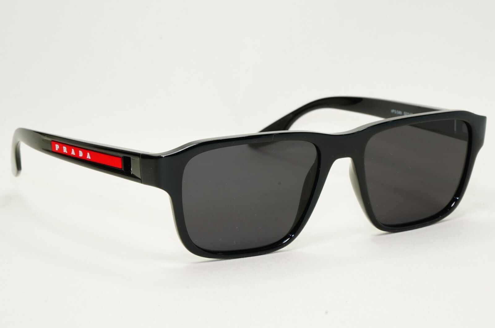 Prada Sunglasses Black Glossy Square Linea Rossa PS04NV VPS 04N 1AB-1O1 52mm