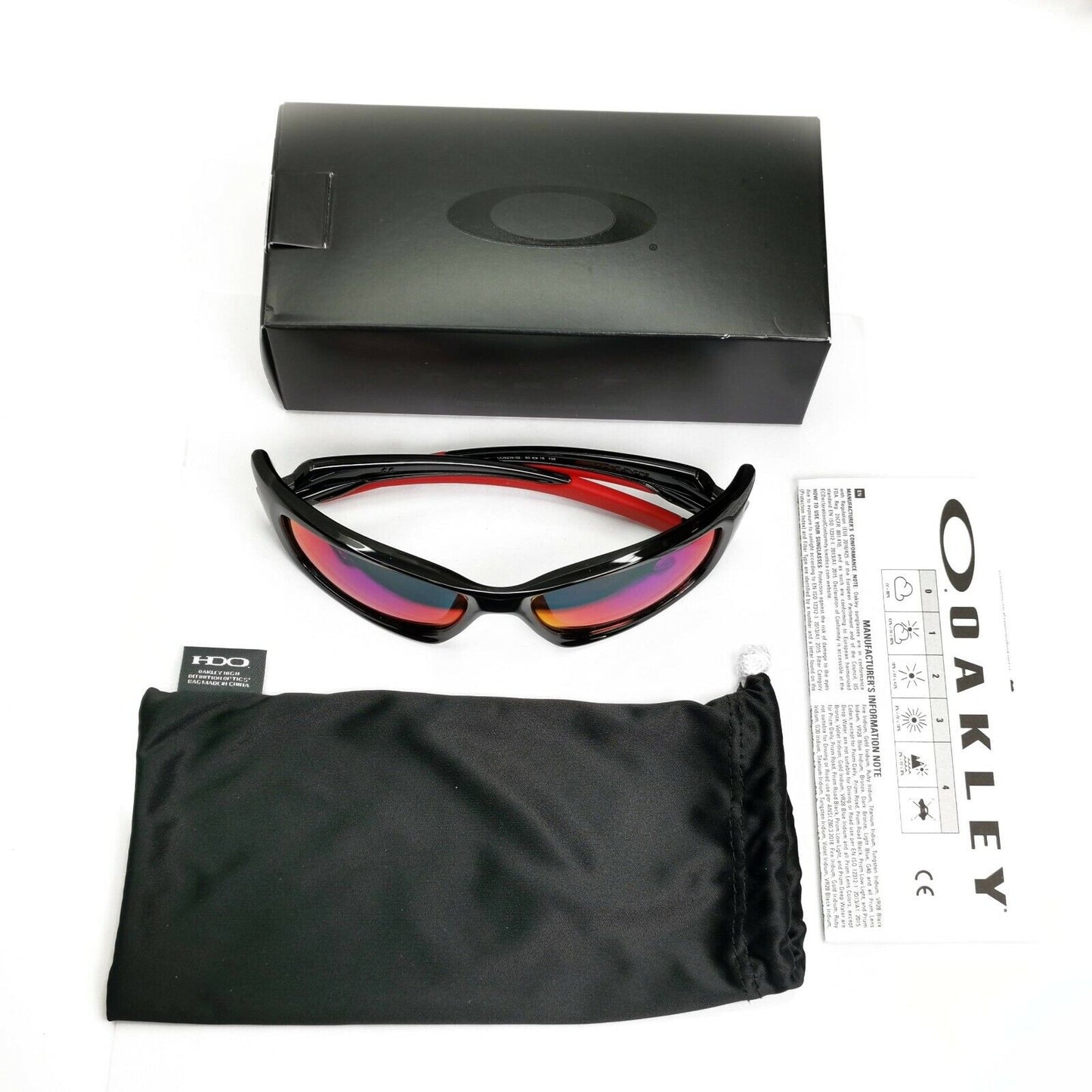 Authentic Oakley Mens Valve Sunglasses Black Red Iridium Mirror OO 9236-02