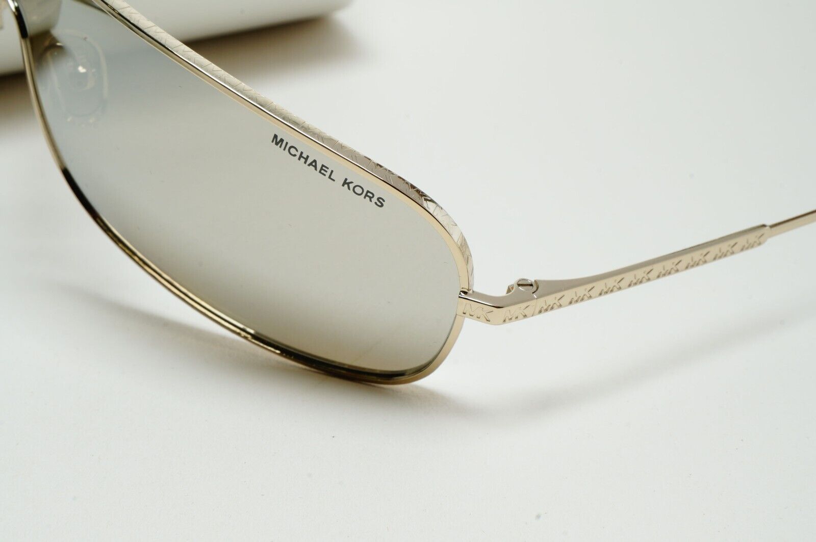 Michael Kors Sunglasses Light Gold Silver Mirror Shield Metal MK 1139 Aix 10146G