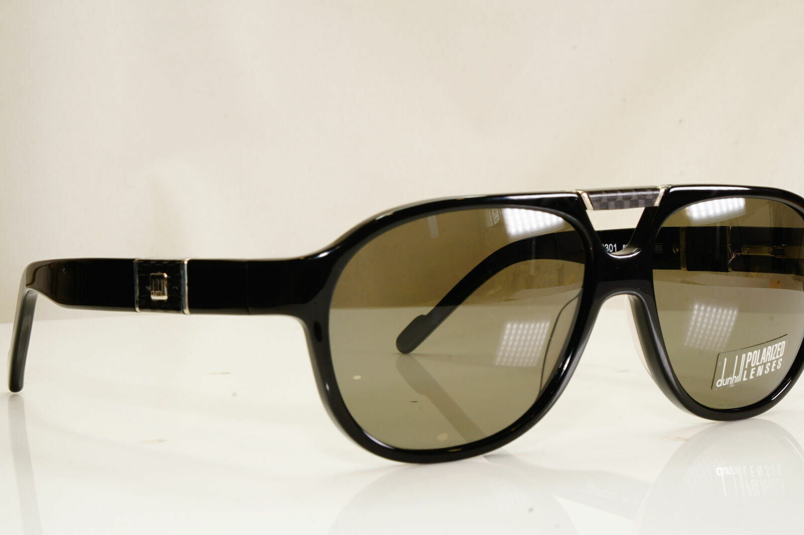 Authentic DUNHILL Polarized Vintage Sunglasses Black Pilot DU56301 08/12 26991
