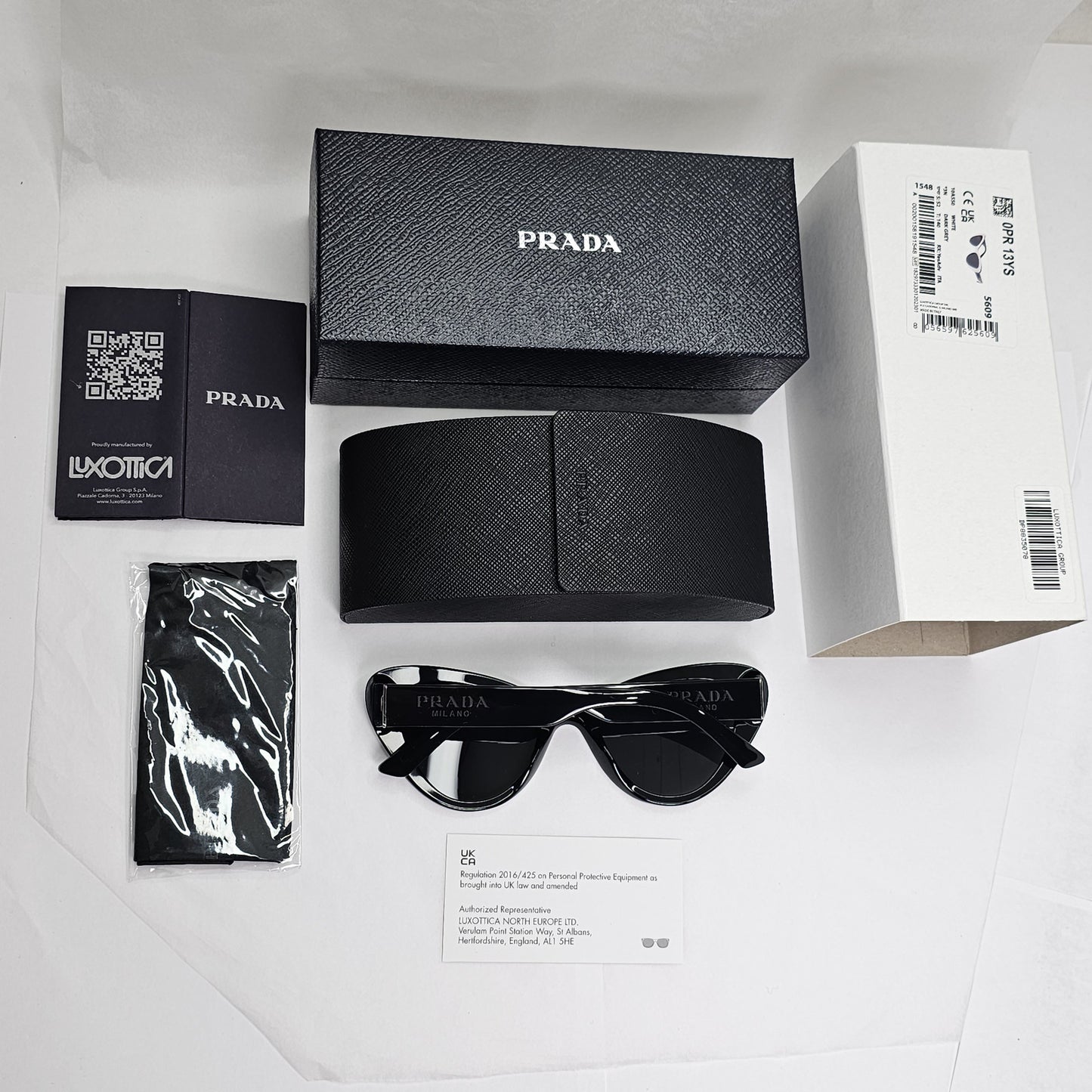 Prada Sunglasses White Black Cat Eye Milano Designer PR13YS SPR 13Y 10A-5S0