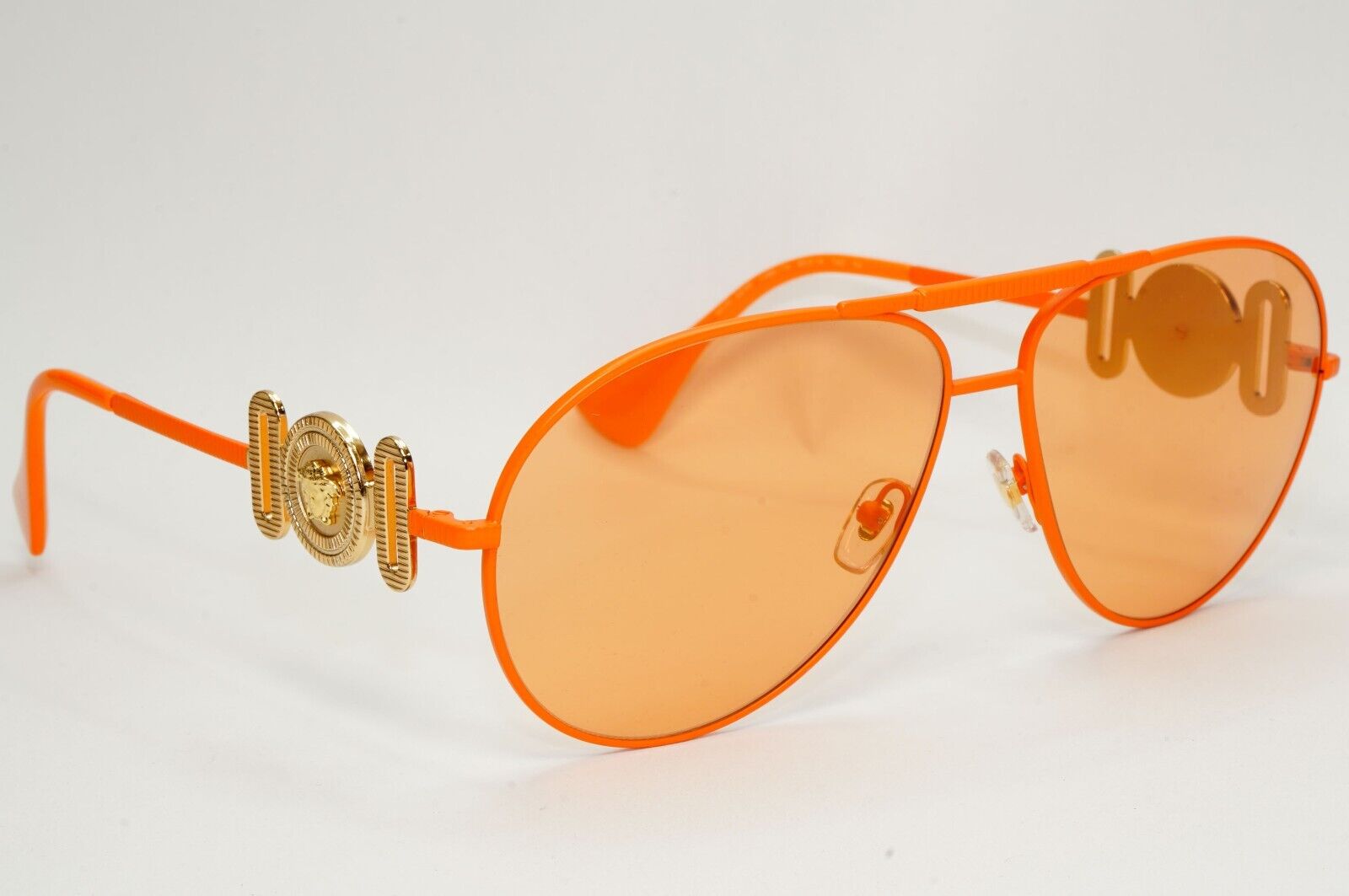 Versace Sunglasses Orange Matte Pilot Oversized Large MOD VE 2249 1485/74 65mm