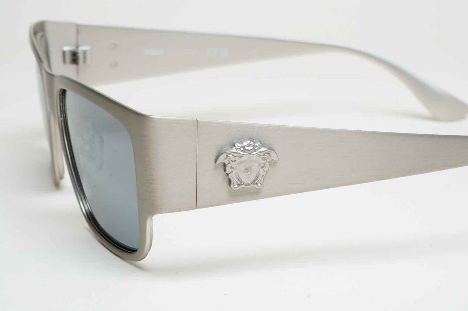 Versace Sunglasses Silver Medusa Square Brushed Metal MOD VE 2262 1266/6G 56mm