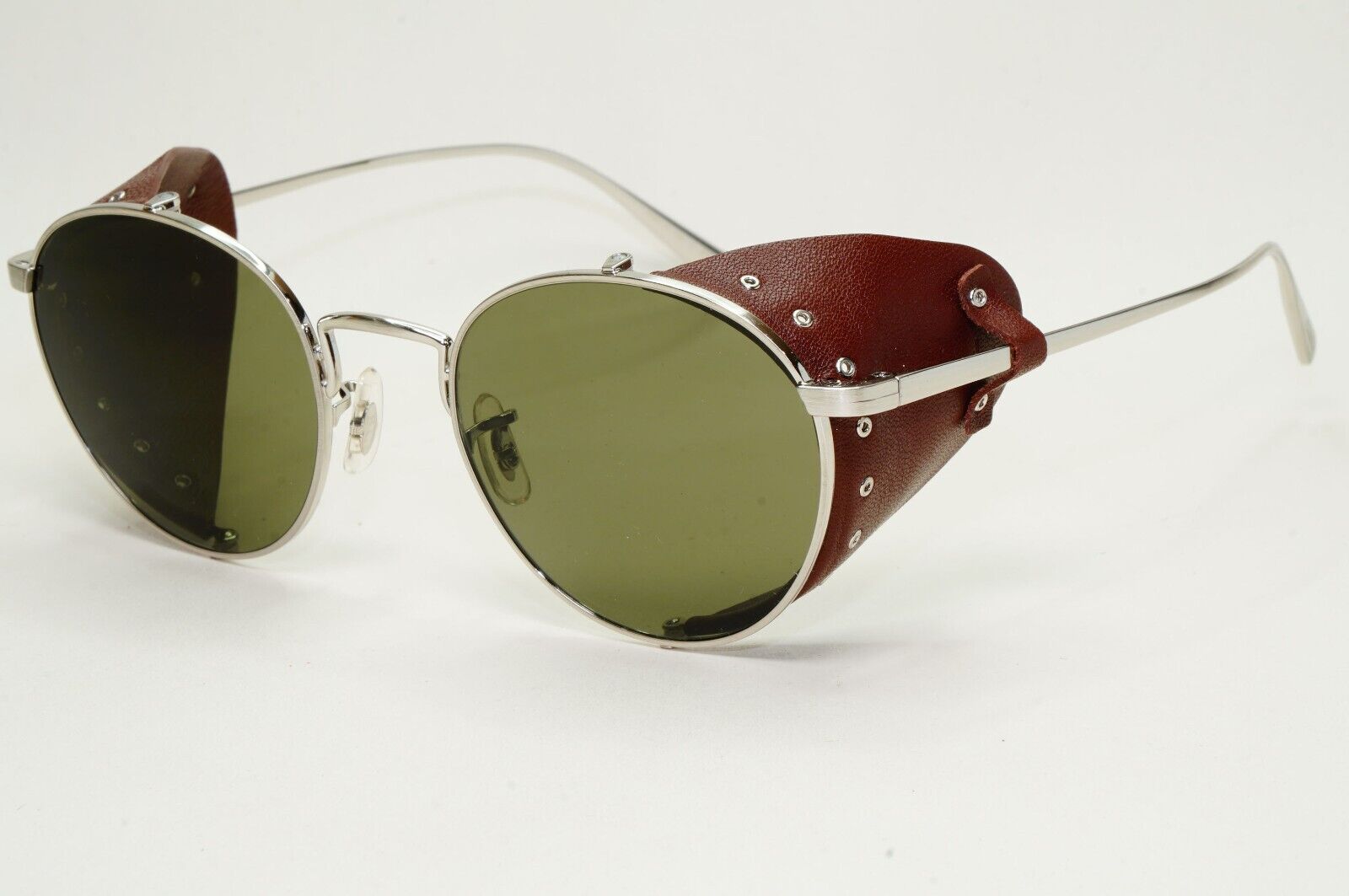 Oliver Peoples Sunglasses Cesarino-L Silver Green Side Shields OV 1323S 5254/52