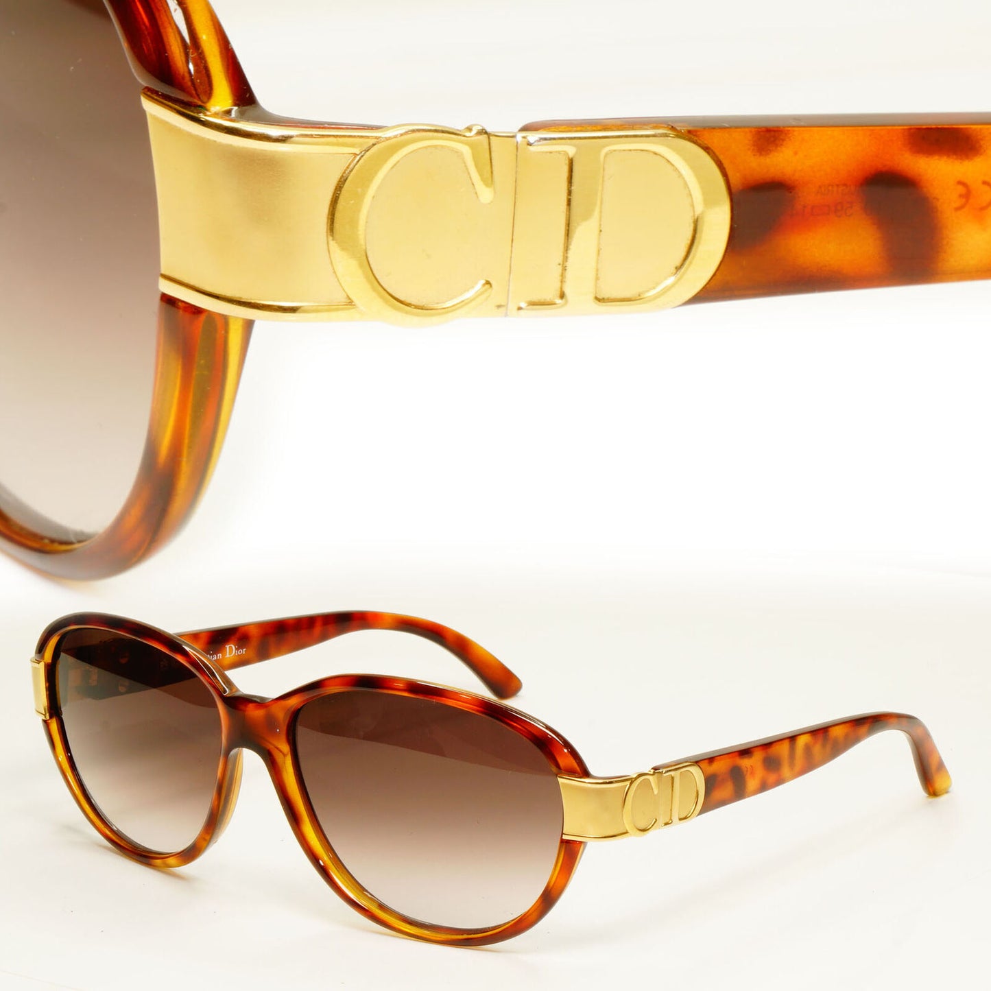 Dior 1990s Gold Sunglasses Austria Vintage Brown Square Womens 2917 10