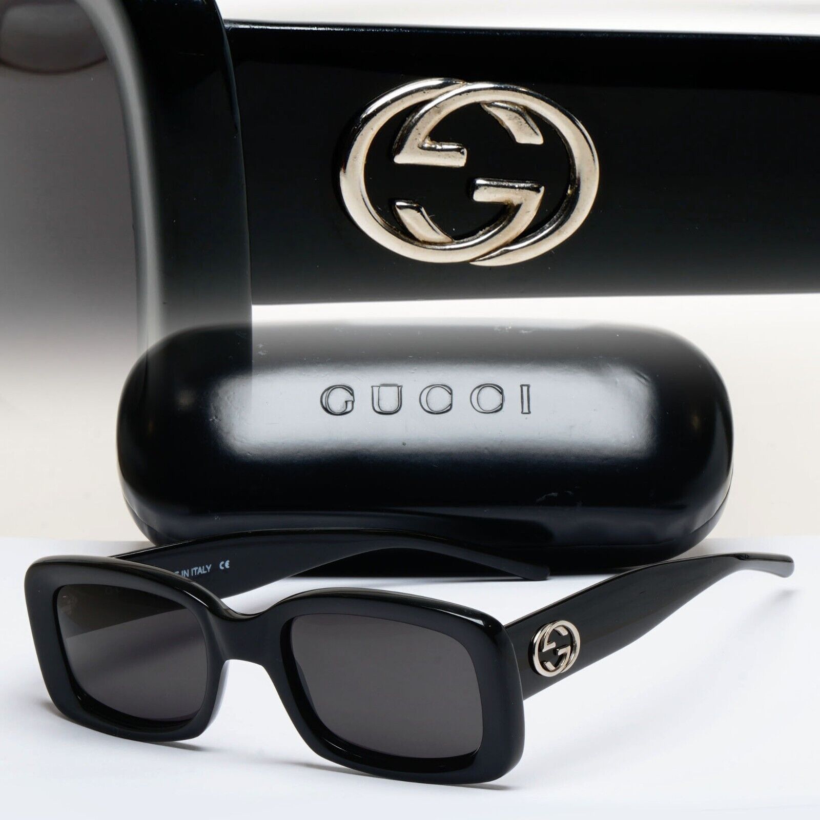 Gucci Sunglasses 1997 Vintage Black Square Retro GG 2407/S 807 51mm 110225