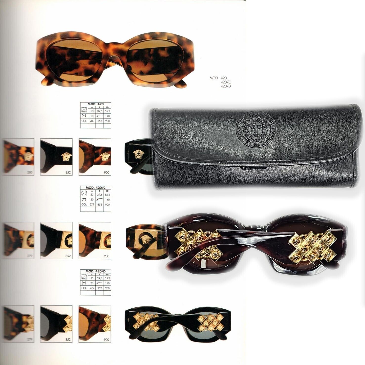 Gianni Versace Sunglasses 1996 Vintage Brown Gold MOD 420/D 900 Biggie 111223