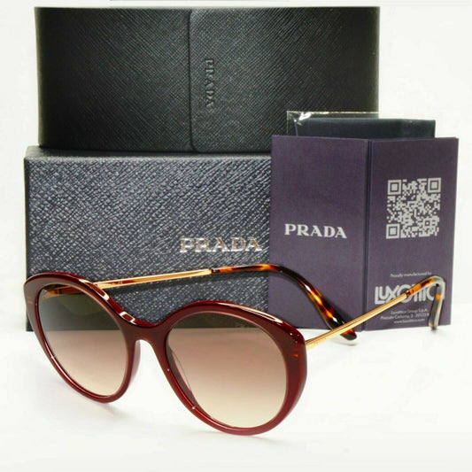 Prada Red Gold Sunglasses Burgundy Bordo Maroon Large Oversized SPR 18X UAN-3D0
