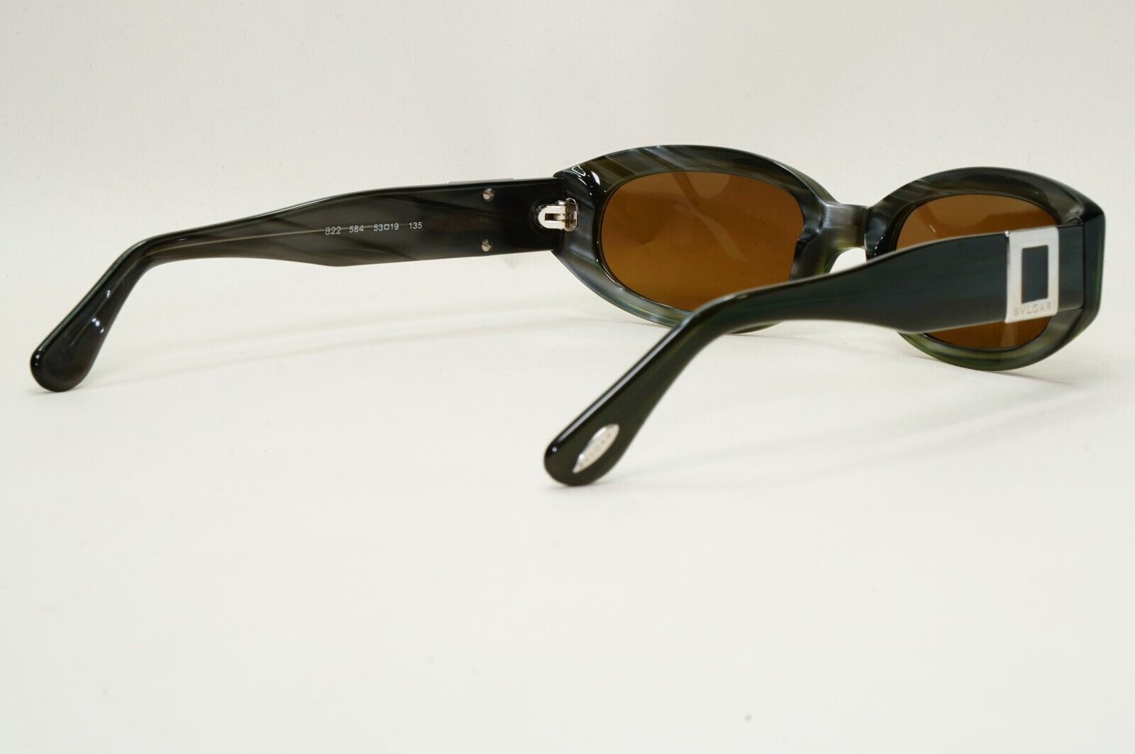 Bvlgari Sunglasses 2007 Vintage Rectangele Brown Dark Green Olive 822 584 091124