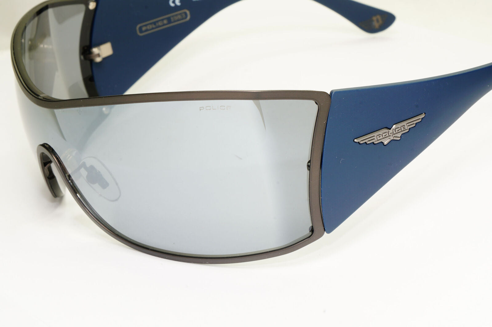 Police Sunglasses Silver Shield Visor Large Blue Origins 9 S8103V COL 627X