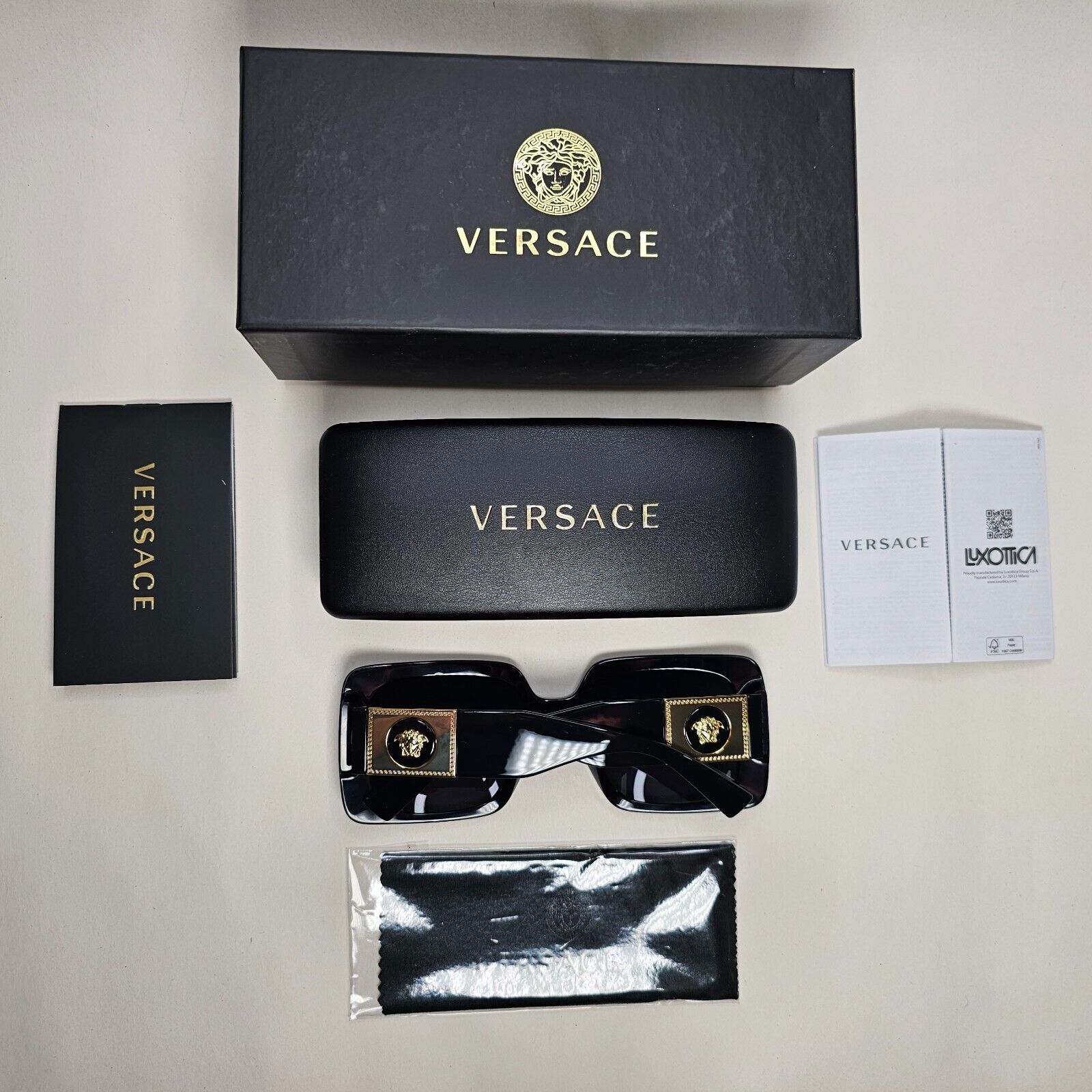 Versace Sunglasses Black Square Oversized Gold Medusa MOD VE 4405 GB1/87 54mm