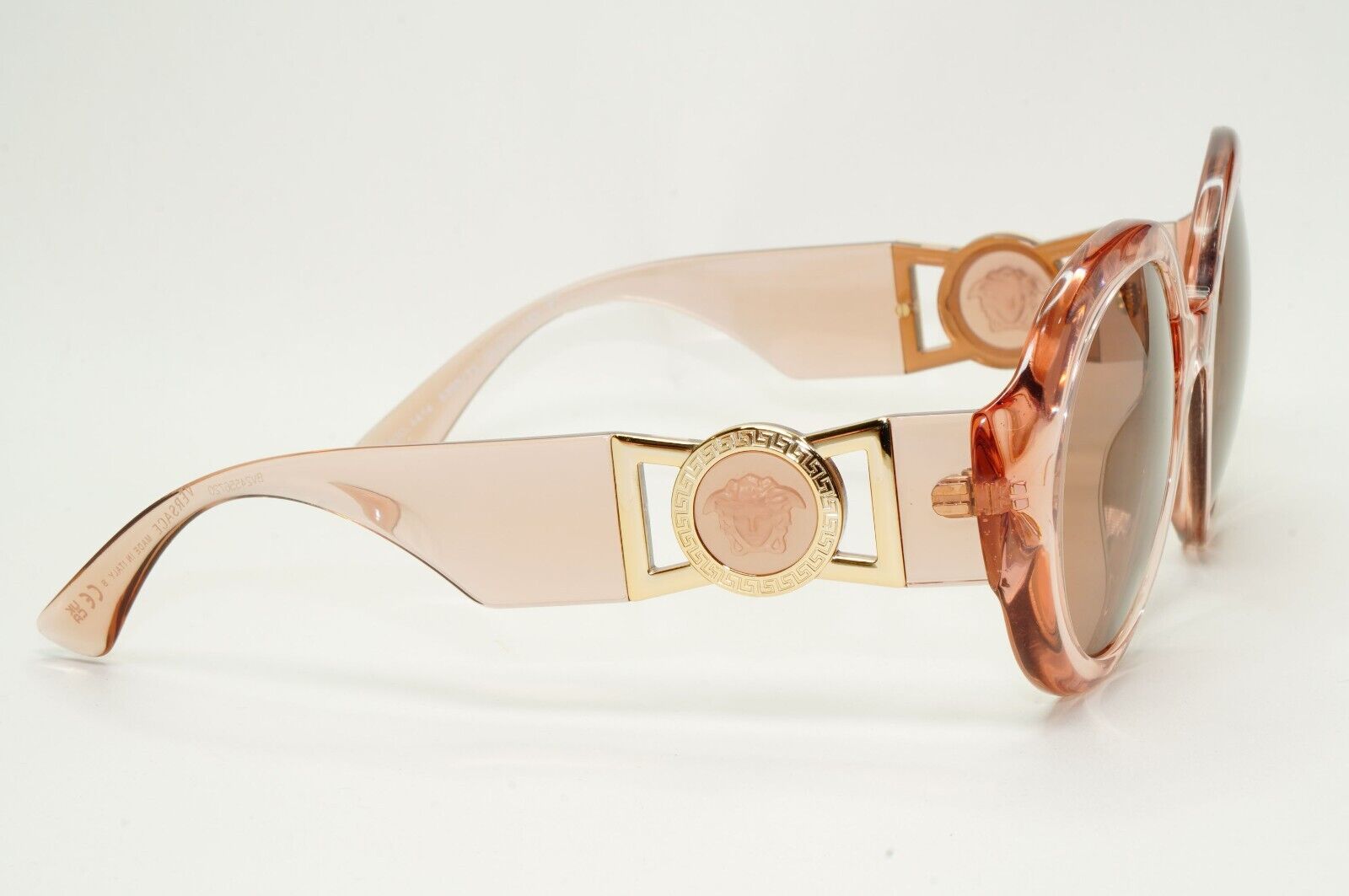 Versace Sunglasses Transparent Pink Medusa Round Brown Gold MOD VE 4414 5339/73