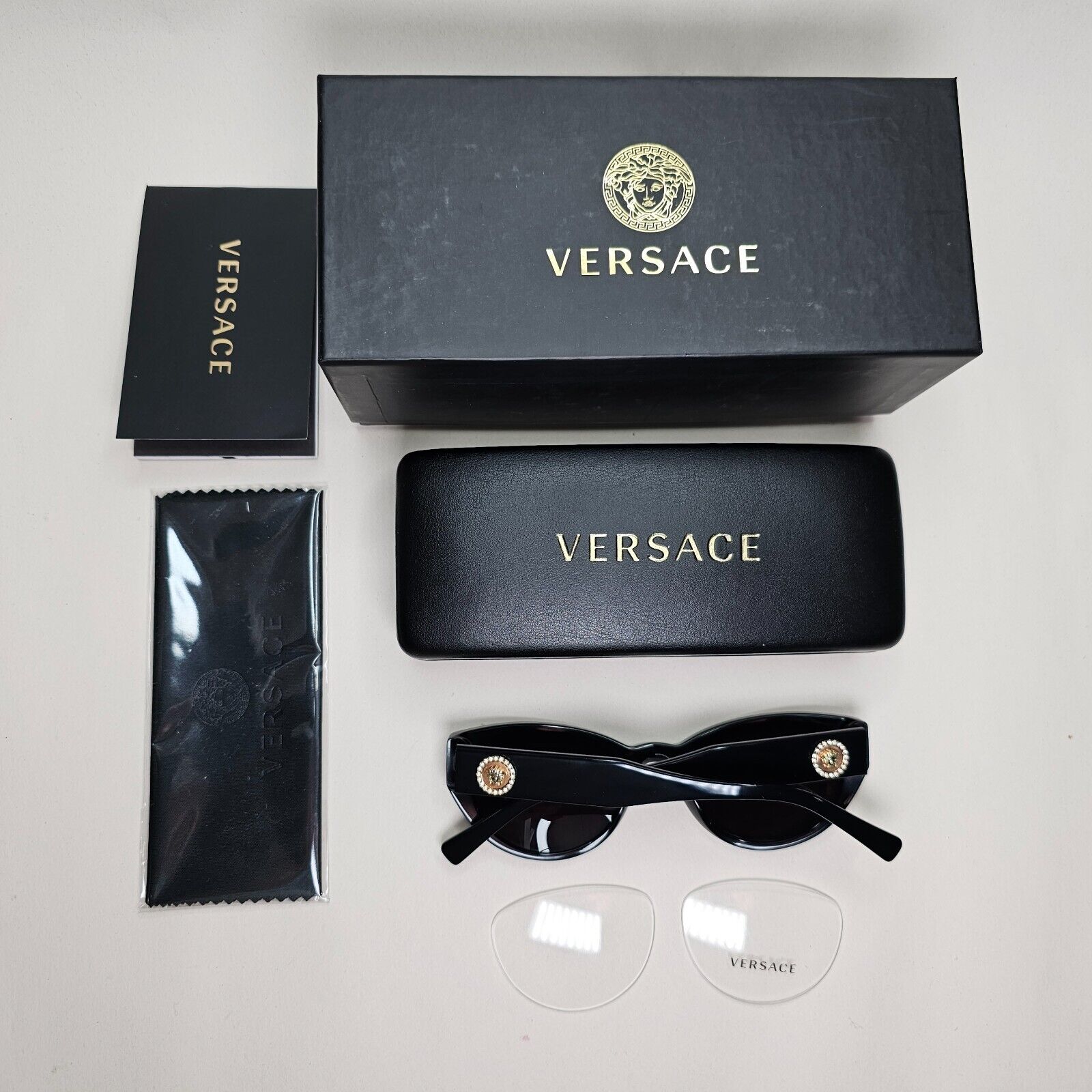 Versace Sunglasses Black Gold Medusa Cat Eye MOD VE 3280-B GB1 53mm