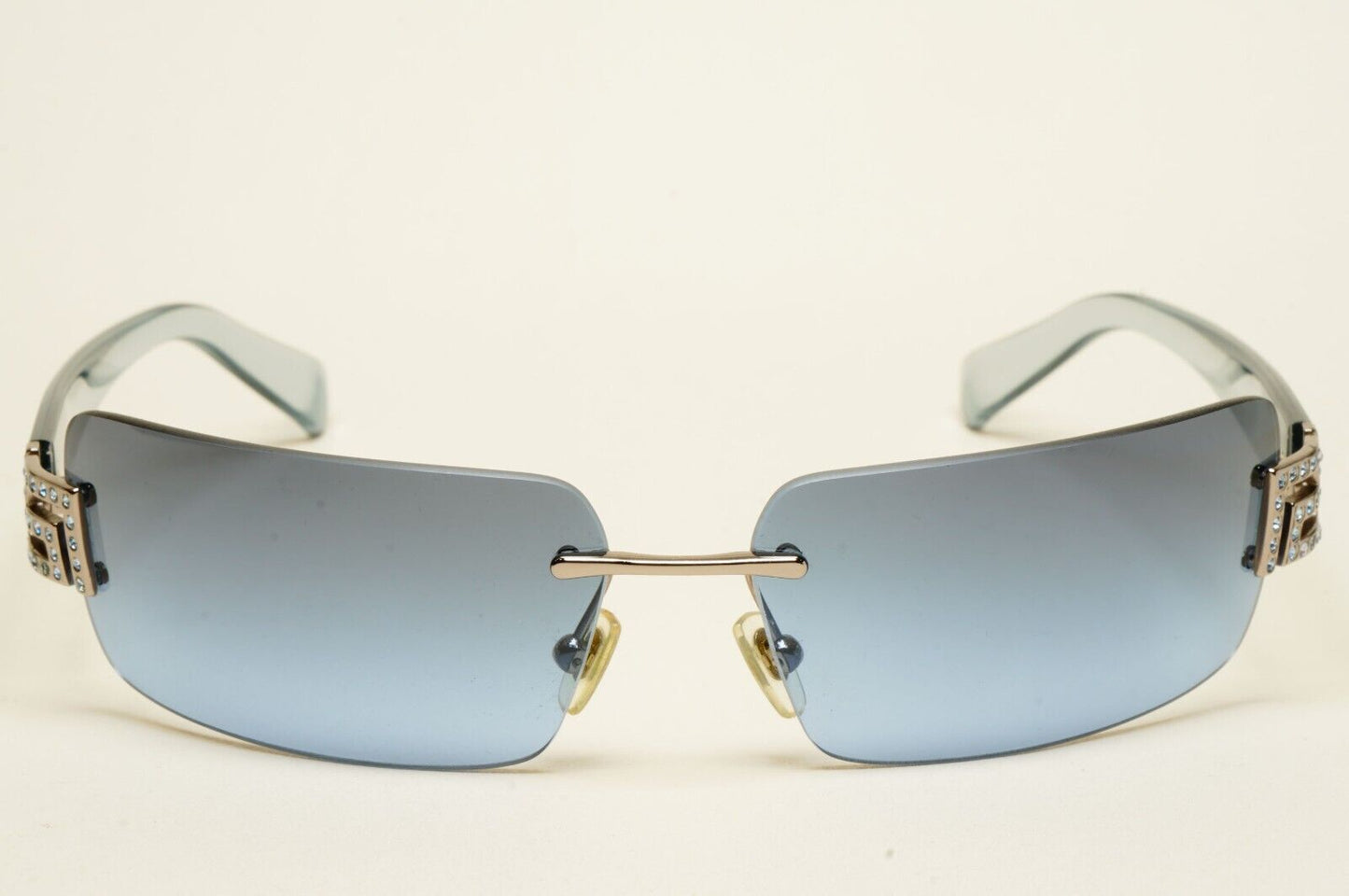 Versace Sunglasses 2004 Vintage Blue Rimless Diamante MOD 2017-B 1003/8F 170125