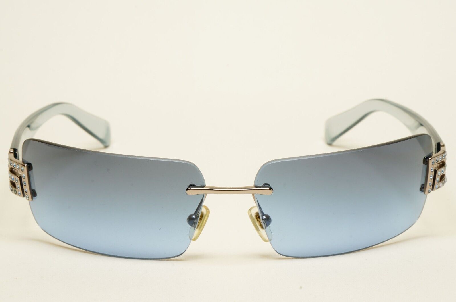 Versace Sunglasses 2004 Vintage Blue Rimless Diamante MOD 2017-B 1003/8F 170125