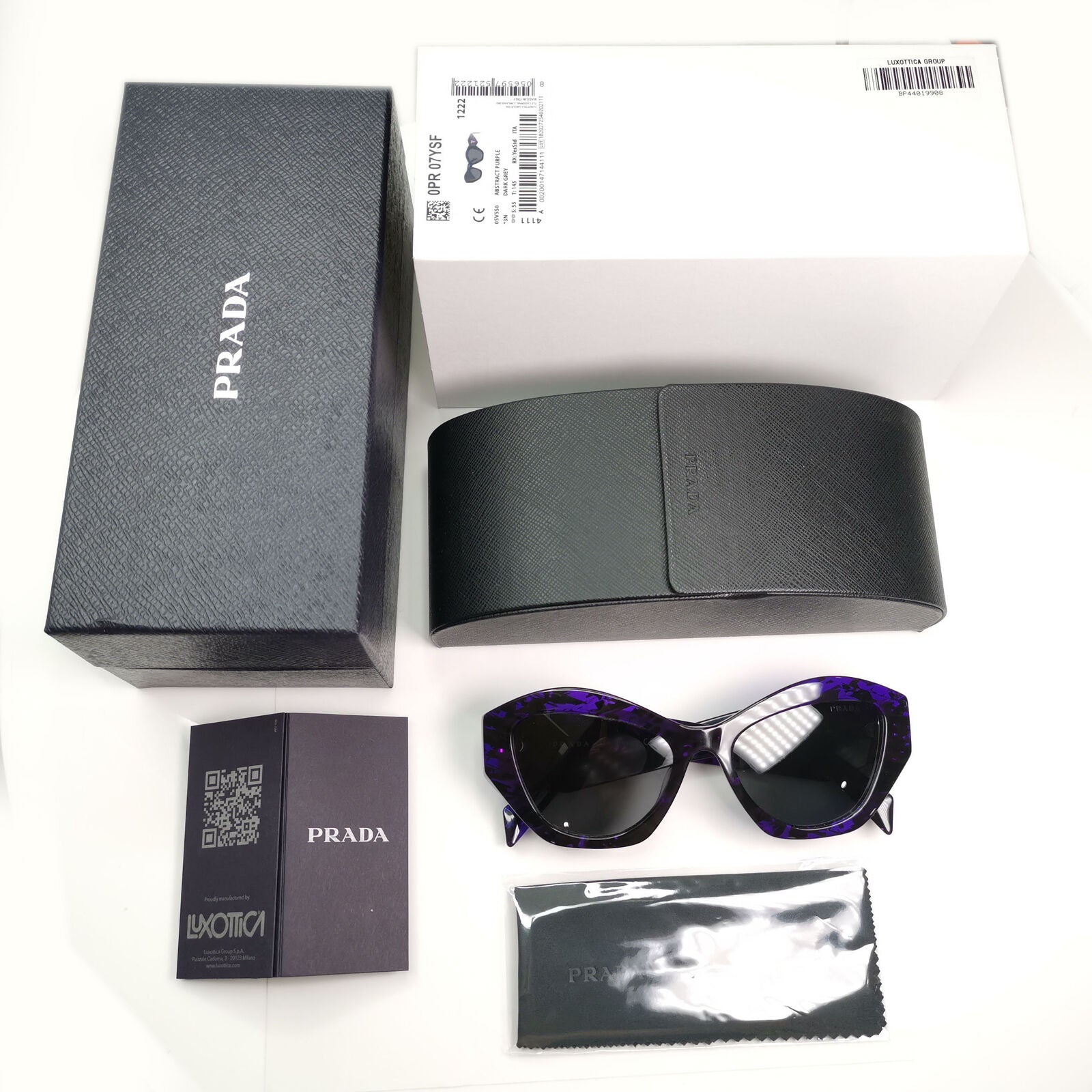 Prada Symbole Marble Sunglasses Black Violet Square PR07YSF SPR 07Y F 05V-5S0