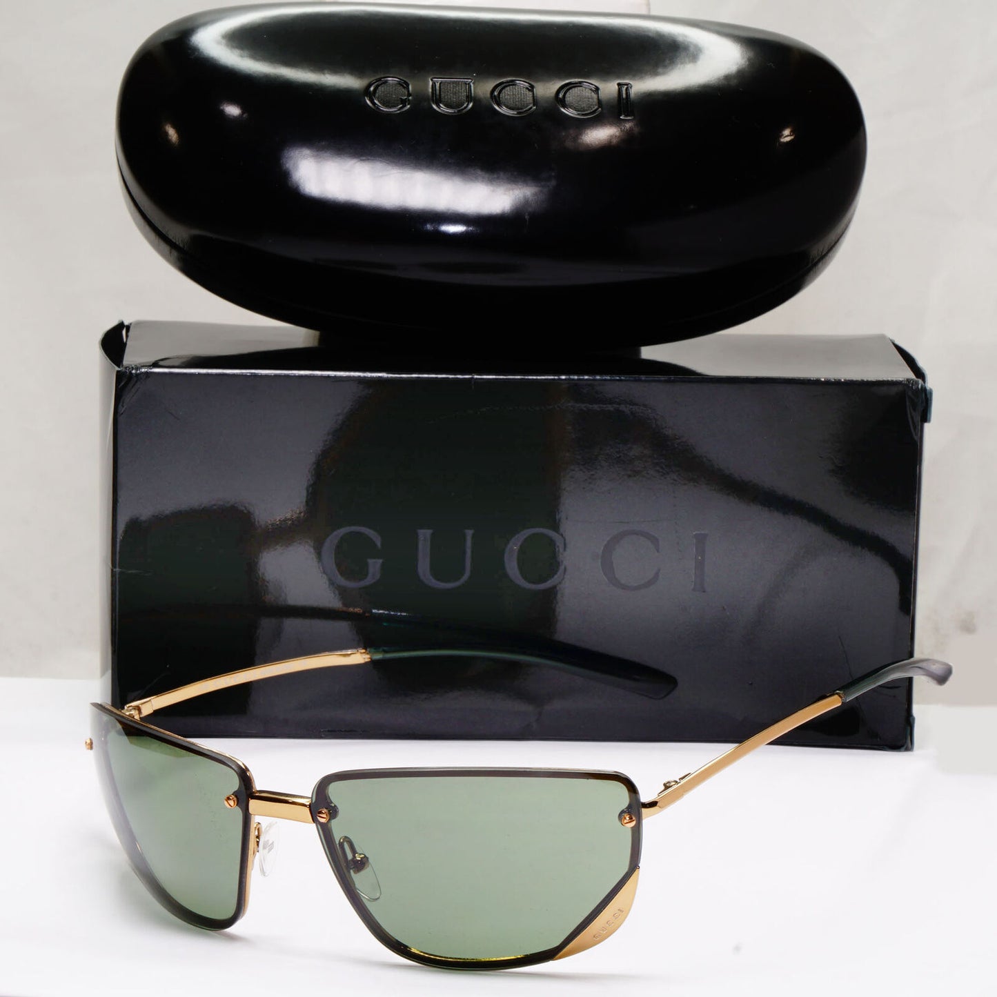 Gucci Sunglasses 1998 Vintage Wrap Gold Green Retro GG 1692/S 577IA 280323