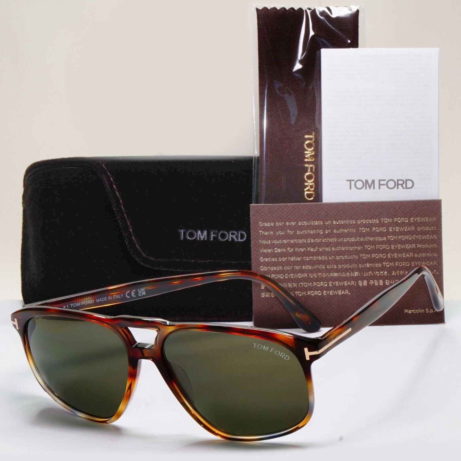 Tom Ford Sunglasses Pierre-02 Brown Tortoise Green Navigator FT1000 TF 1000 56N