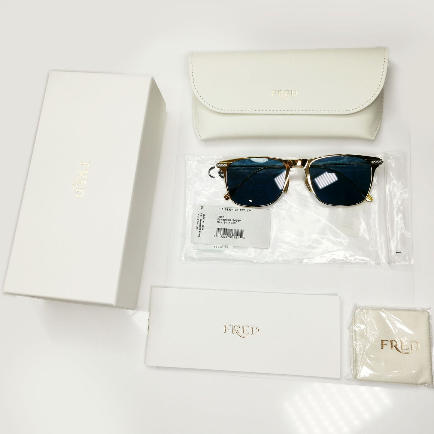 Fred Sunglasses FG40009U Titanium Gold Blue Silver Japan Metal 30V Force 10
