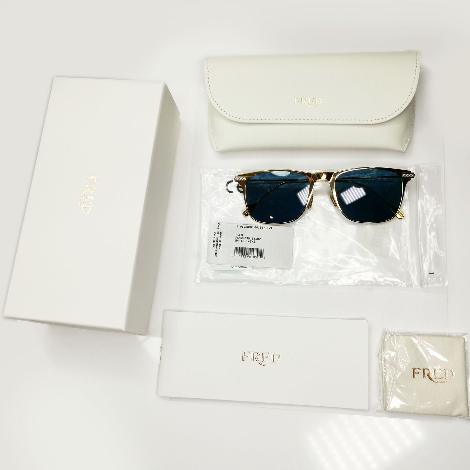 Fred Sunglasses FG40009U Titanium Gold Blue Silver Japan Metal 30V Force 10