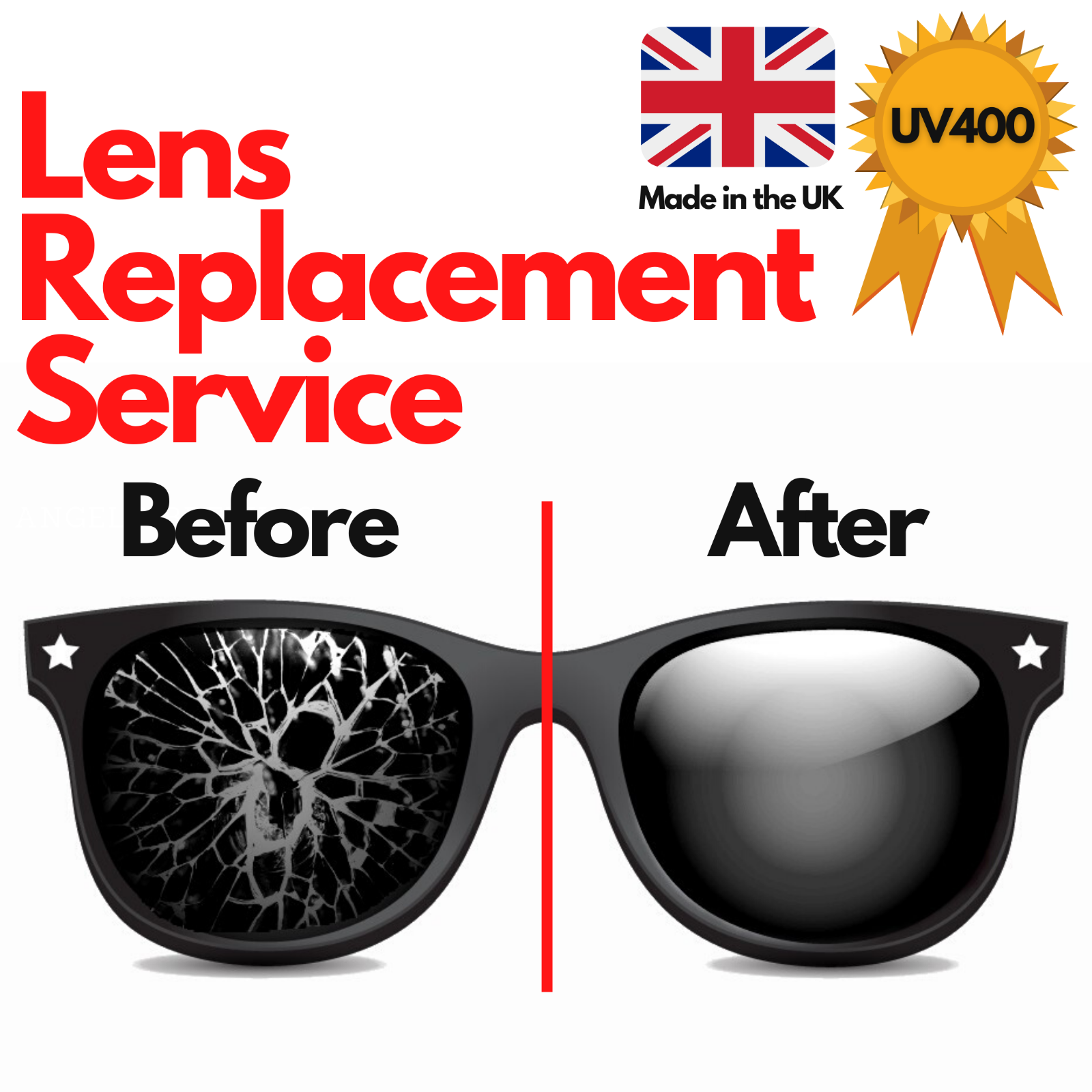 GEM LENSES Sunglasses Lens Replacement Repair Service UV400 Lenses [Any Brand]*A