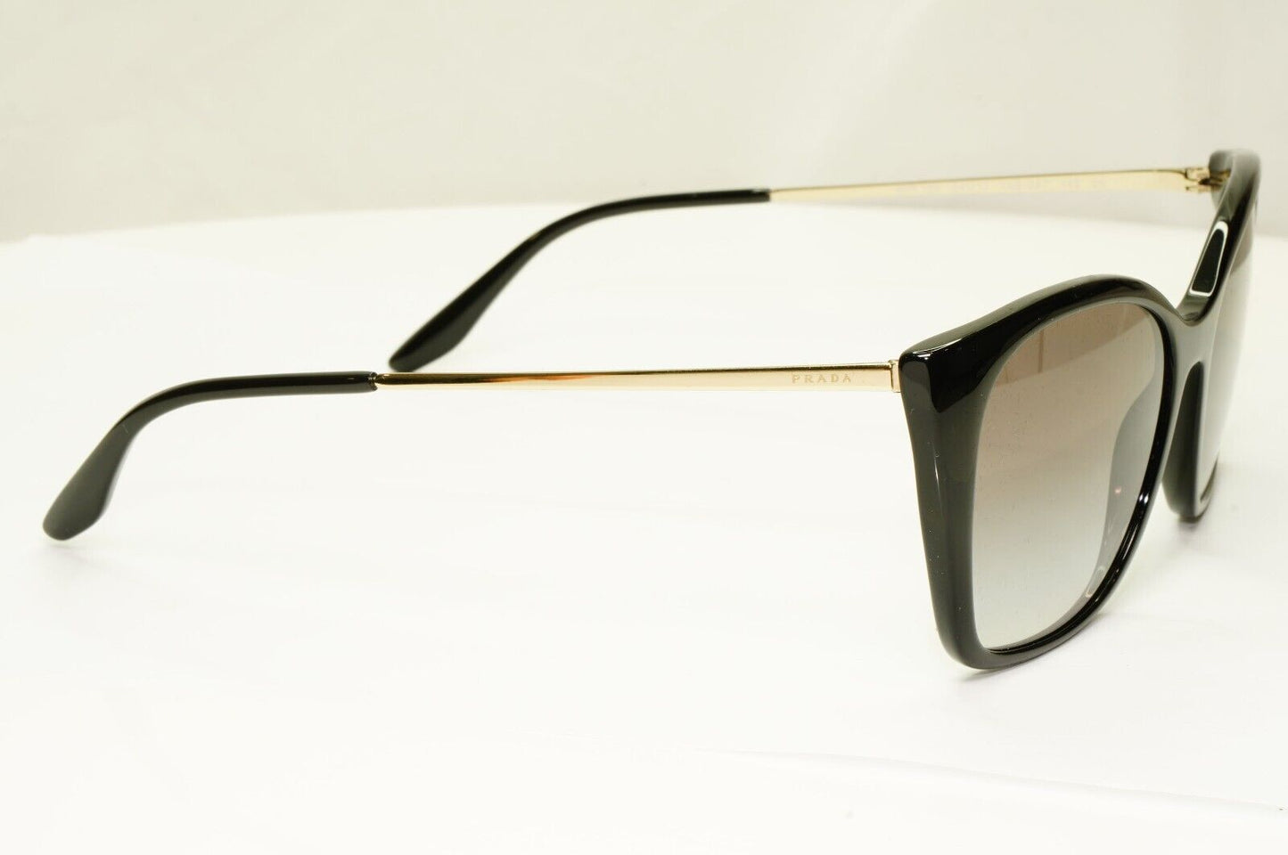 Prada Gold Black Sunglasses Smoke Grey Gradient Square SPR 12X 1AB-0A7 PR12XS A