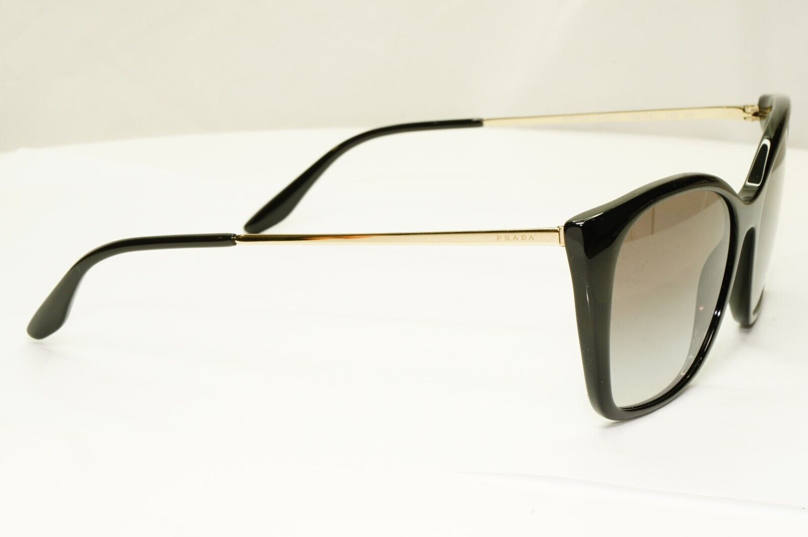 Prada Gold Black Sunglasses Smoke Grey Gradient Square SPR 12X 1AB-0A7 PR12XS A