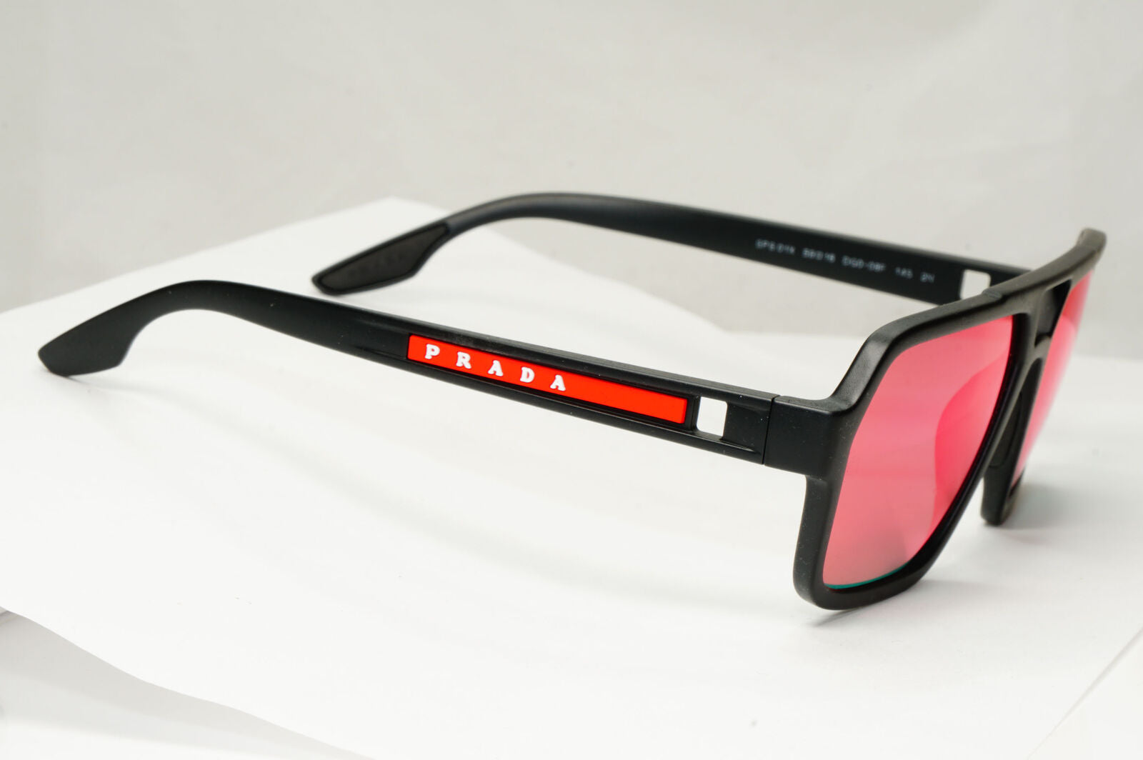 Prada Sunglasses Black Grey Mirror Blue Red Square Pilot PS01XS SPS 01X DG0-08F