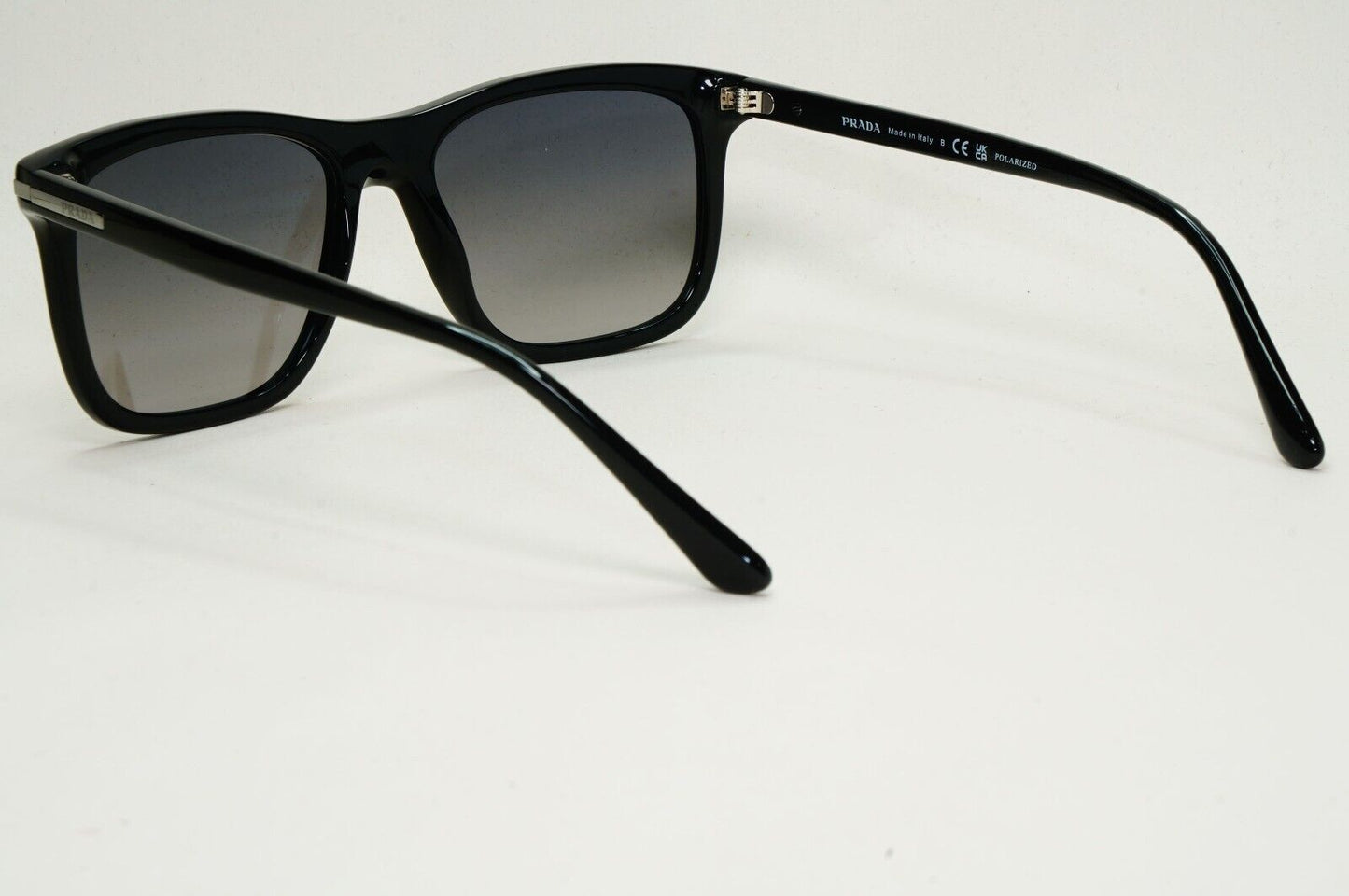 Prada Sunglasses Black Grey Polarized Glass Lens Square PR18WS SPR 18W 1AB-09G