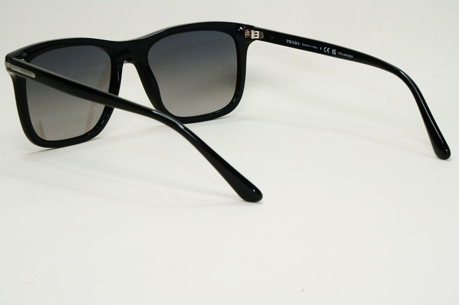 Prada Sunglasses Black Grey Polarized Glass Lens Square PR18WS SPR 18W 1AB-09G