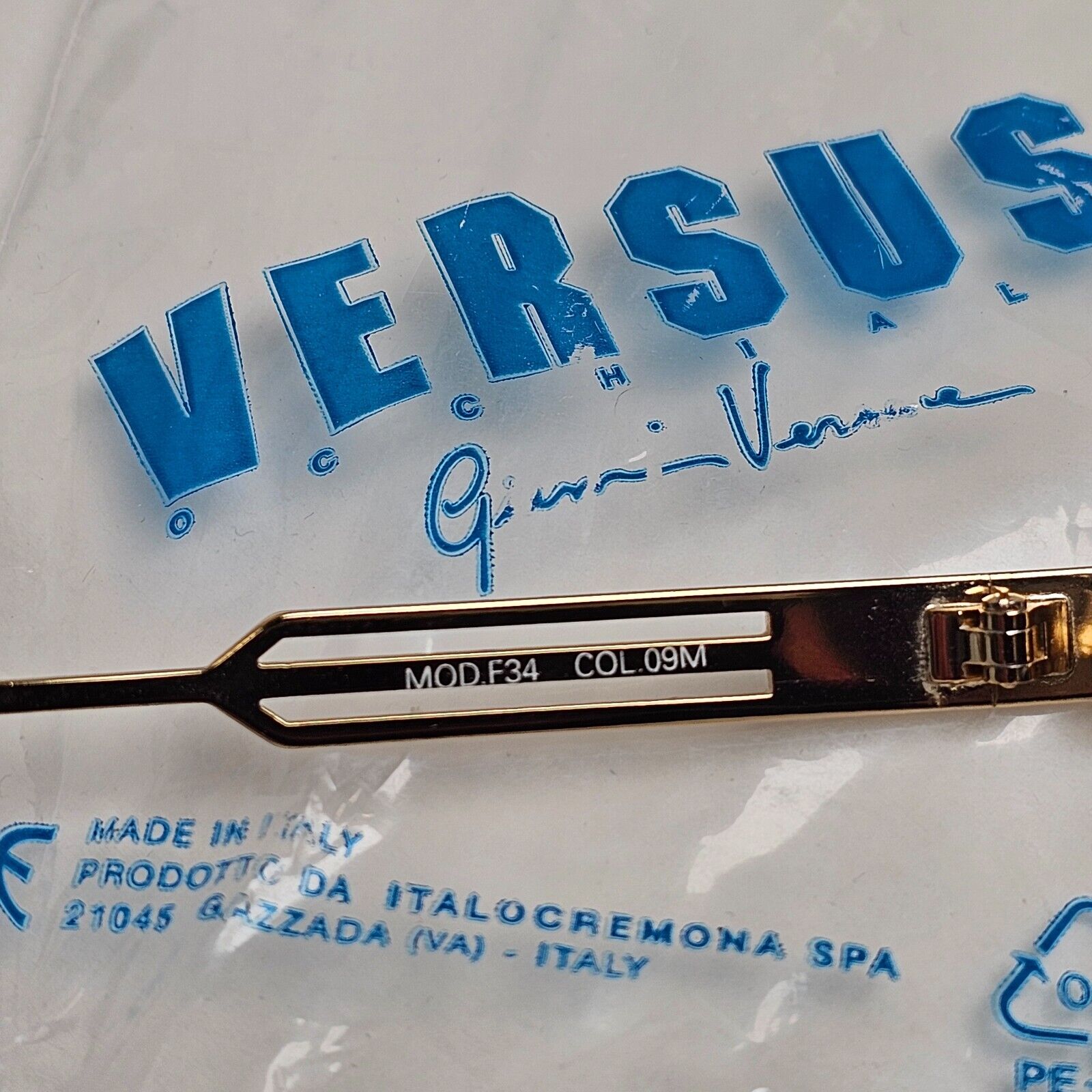 Versus Sunglasses 1996 by Gianni Versace Vintage Gold Oval Grey MOD F34 COL 09M