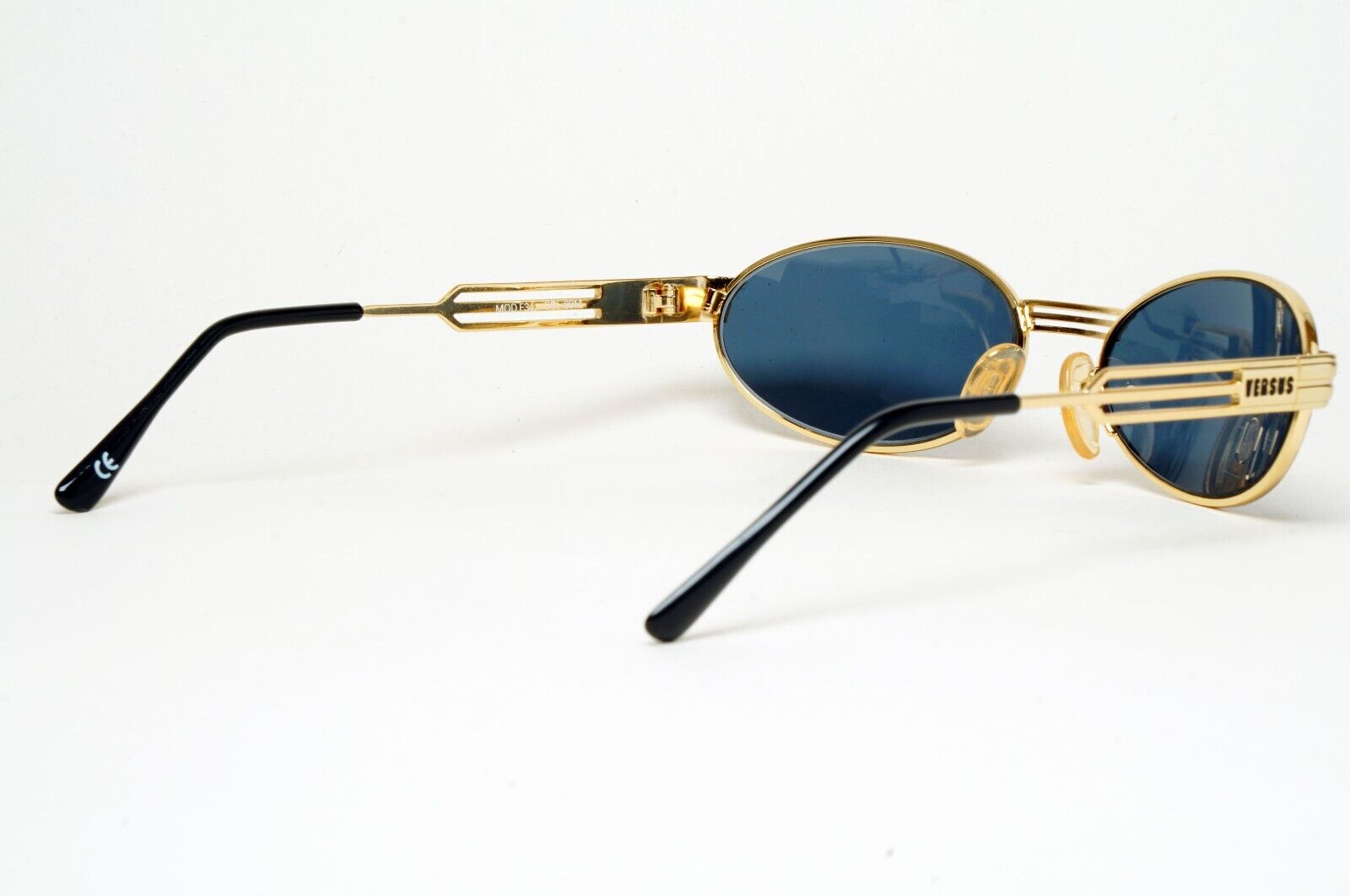 Versus Sunglasses 1996 by Gianni Versace Vintage Gold Oval Grey MOD F34 COL 09M